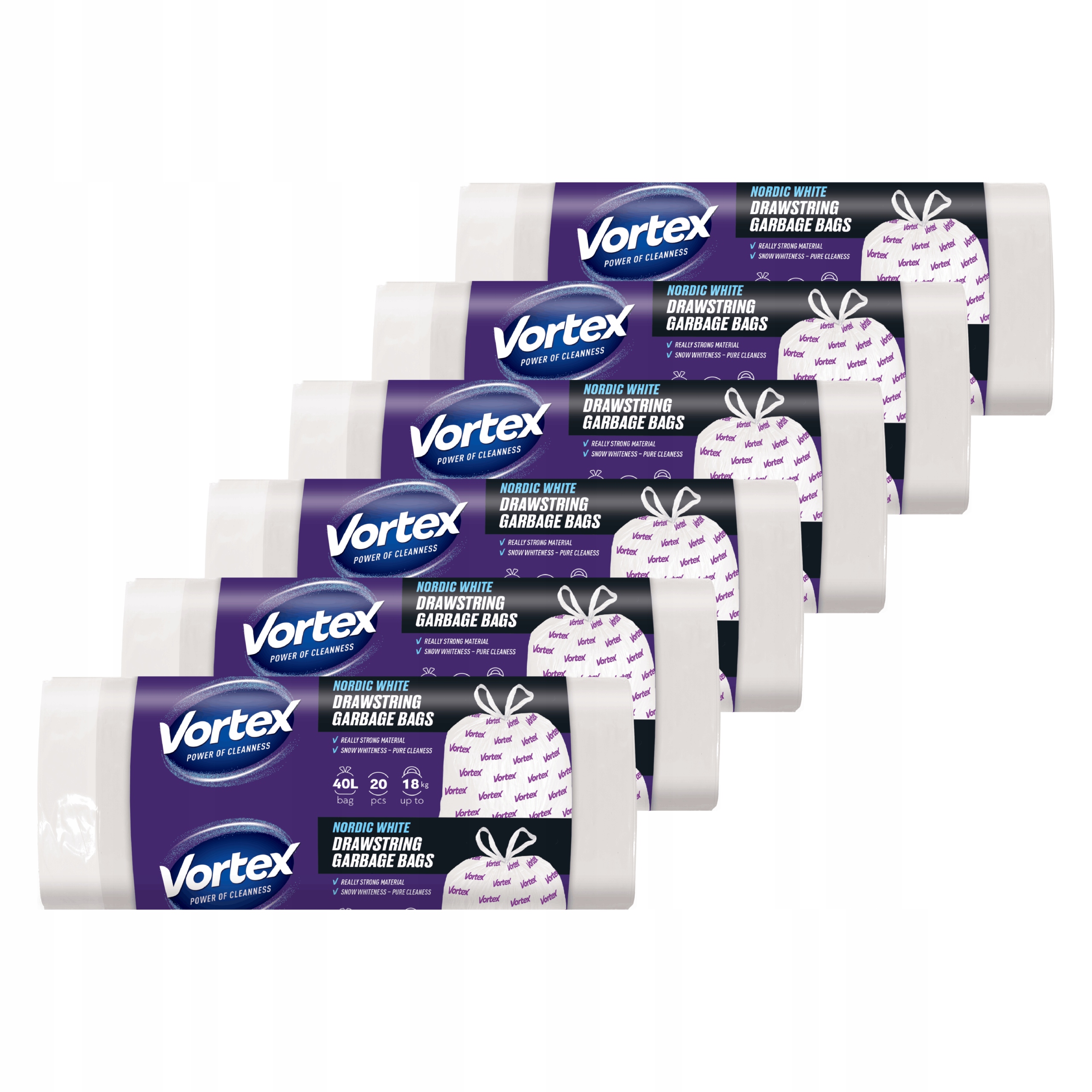 Levně Vortex pytle na odpadky Hdpe 55x57 cm bílé 40 l/20 ks (12×20)240 ks