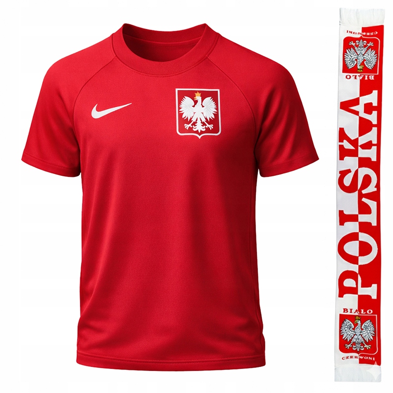 Koszulka Nike Polska Kibica Reprezentacji L Szalik Dwustronny zestaw