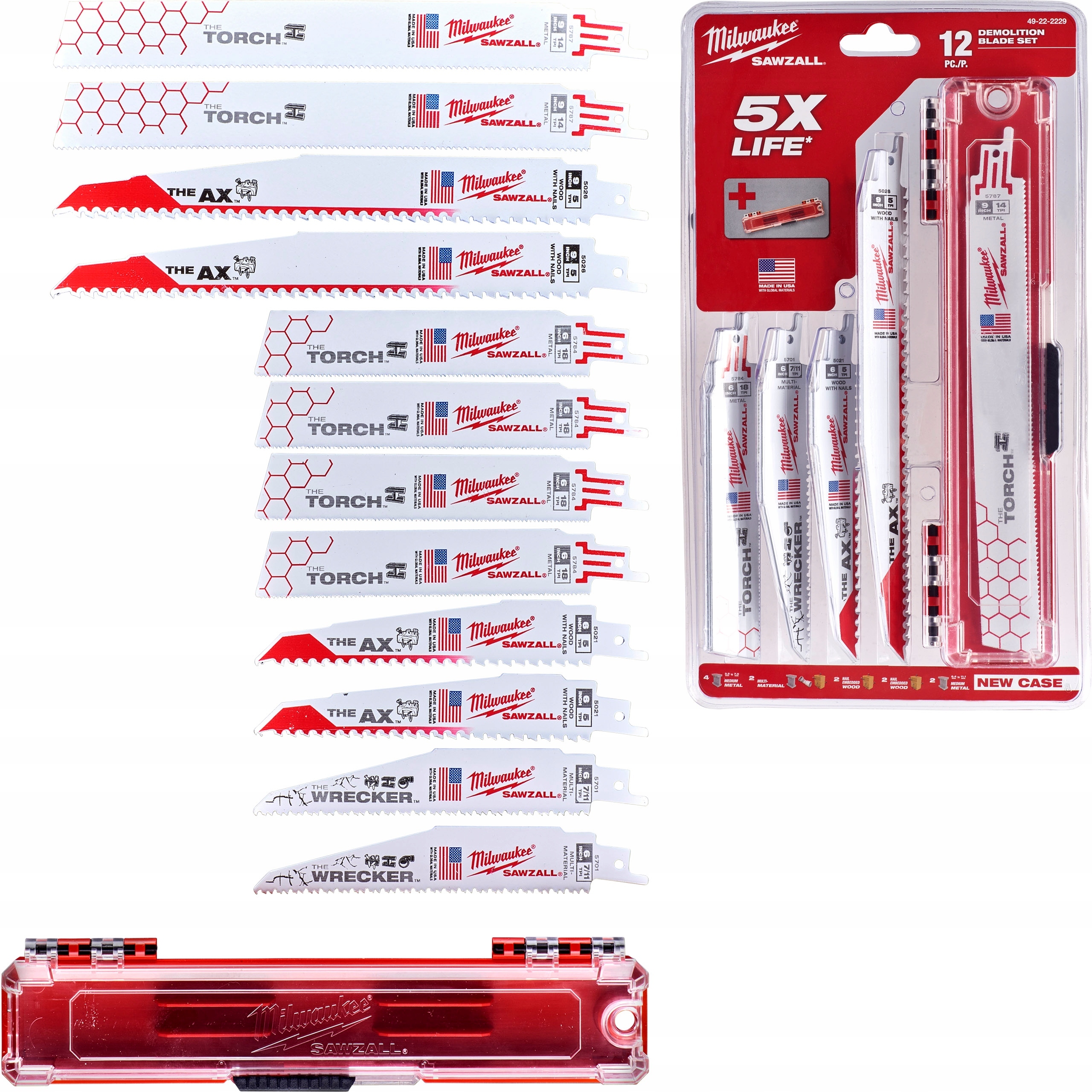 Sada pilových listů pro šavlové pily na dřevo Milwaukee 12 ks