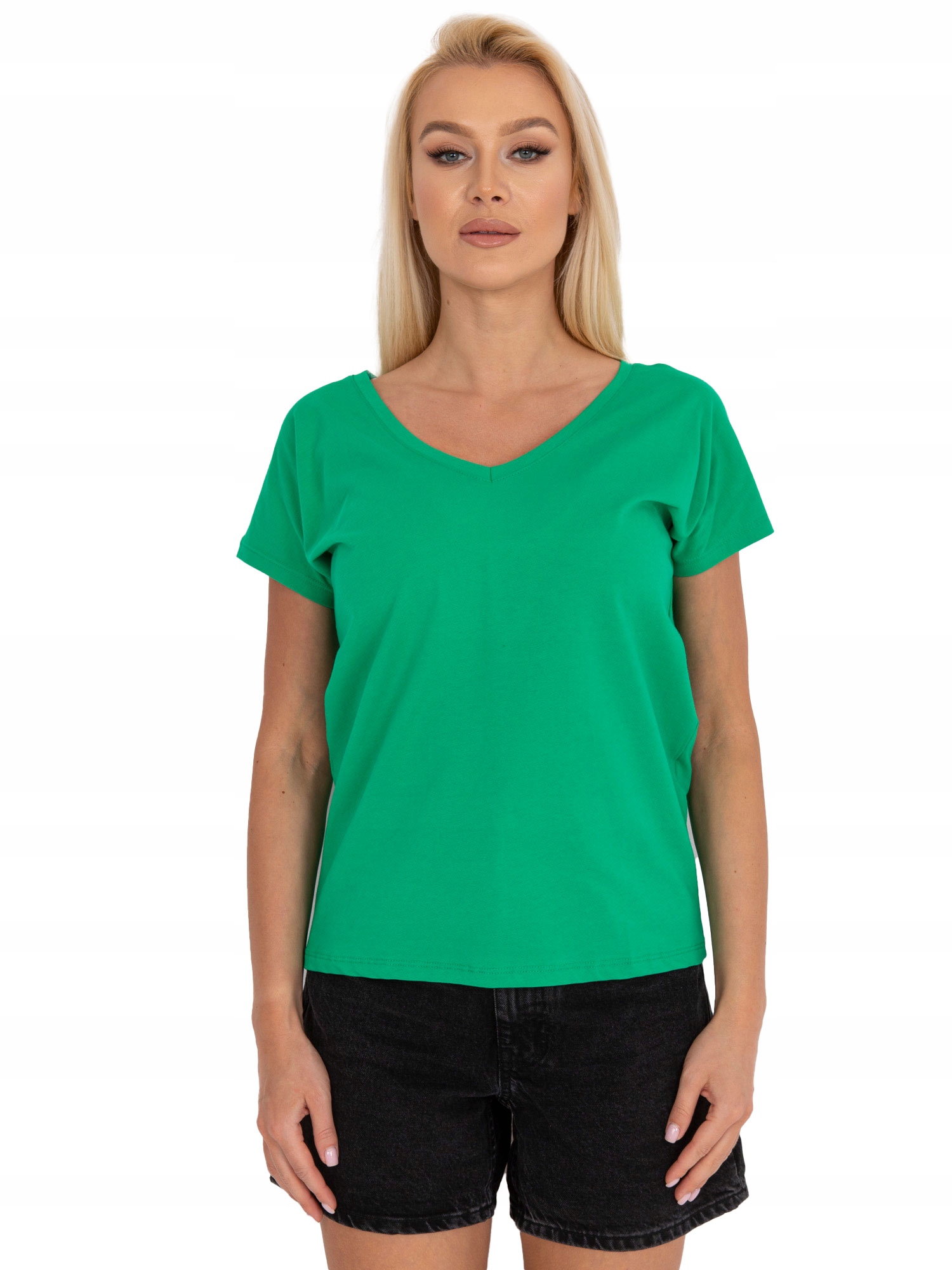 

T-shirt Damski Koszulka Bawełniana V-neck Serek