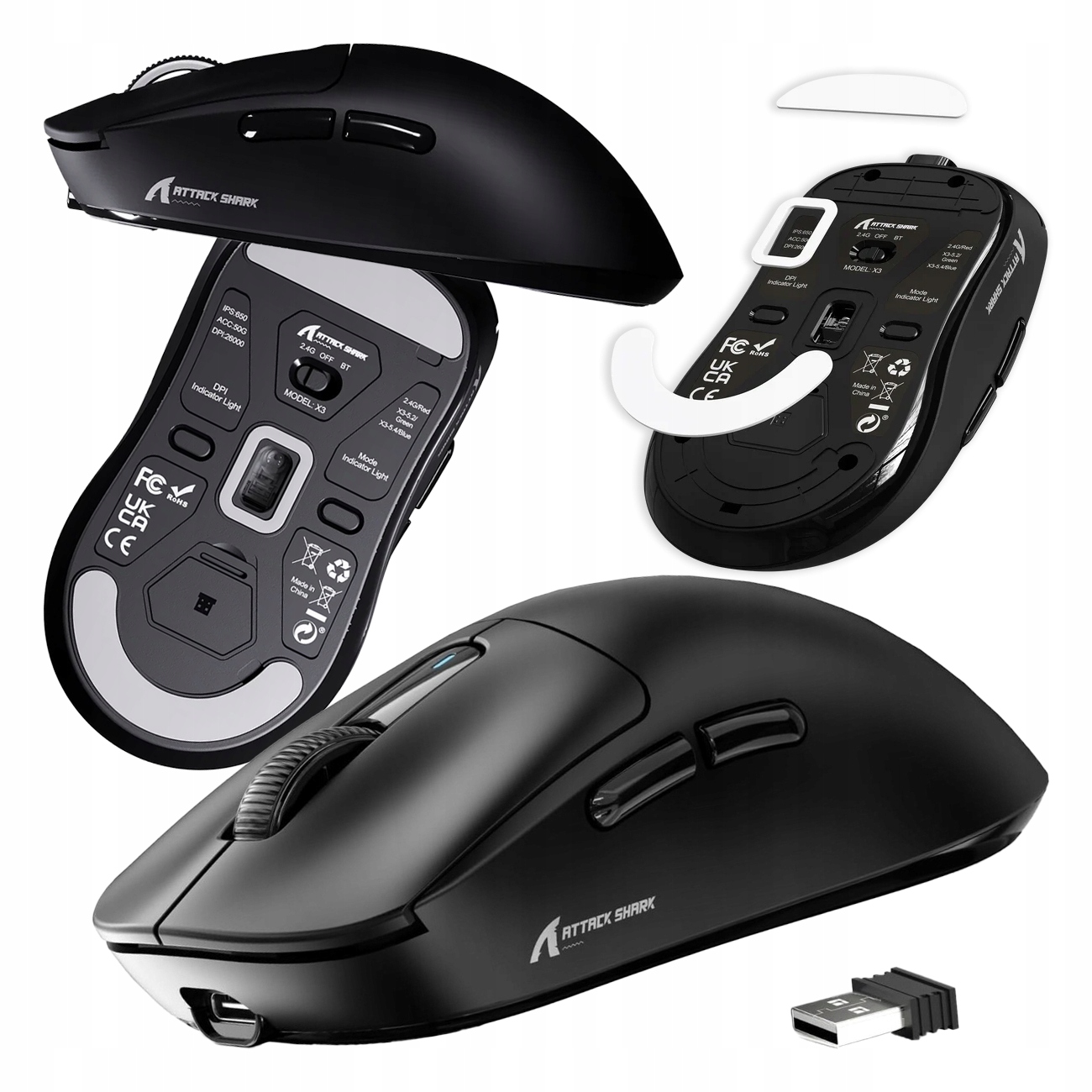 Attack Shark X3 bezprzewodowa mycz optyczna 2.4G Bt 5.2 Usb-c gamingowa 49g