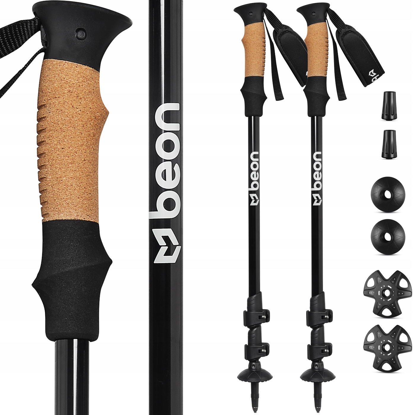 KIJE TREKKINGOWE KIJKI NORDIC WALKING DO CHODZENIA PO GÓRACH SKŁADANE BEON