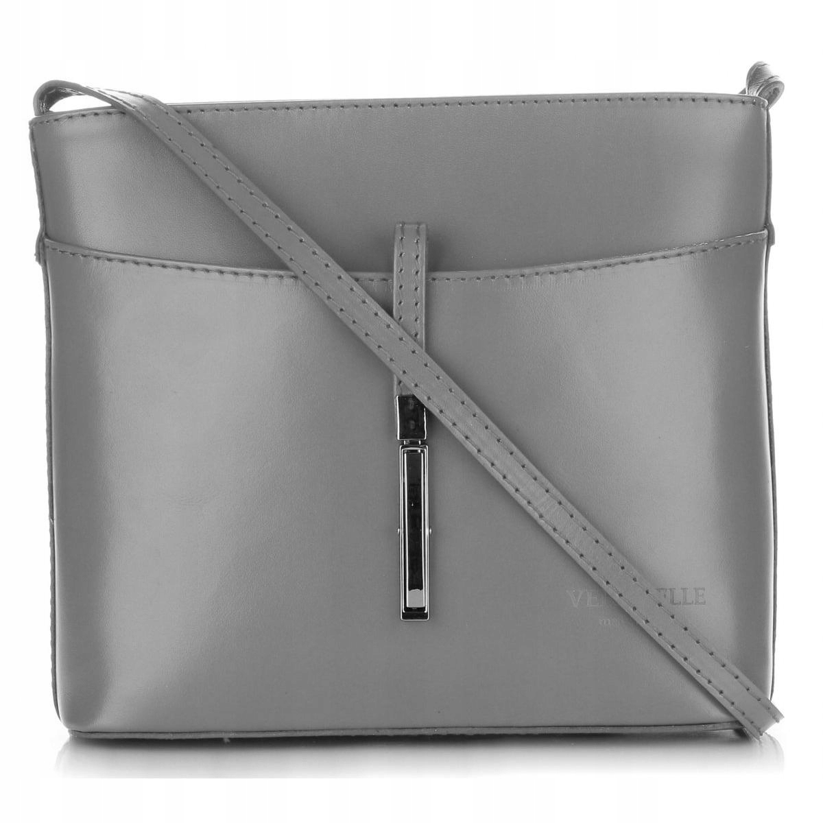 Elegantní kožená kabelka Přes Rameno Světle šedá