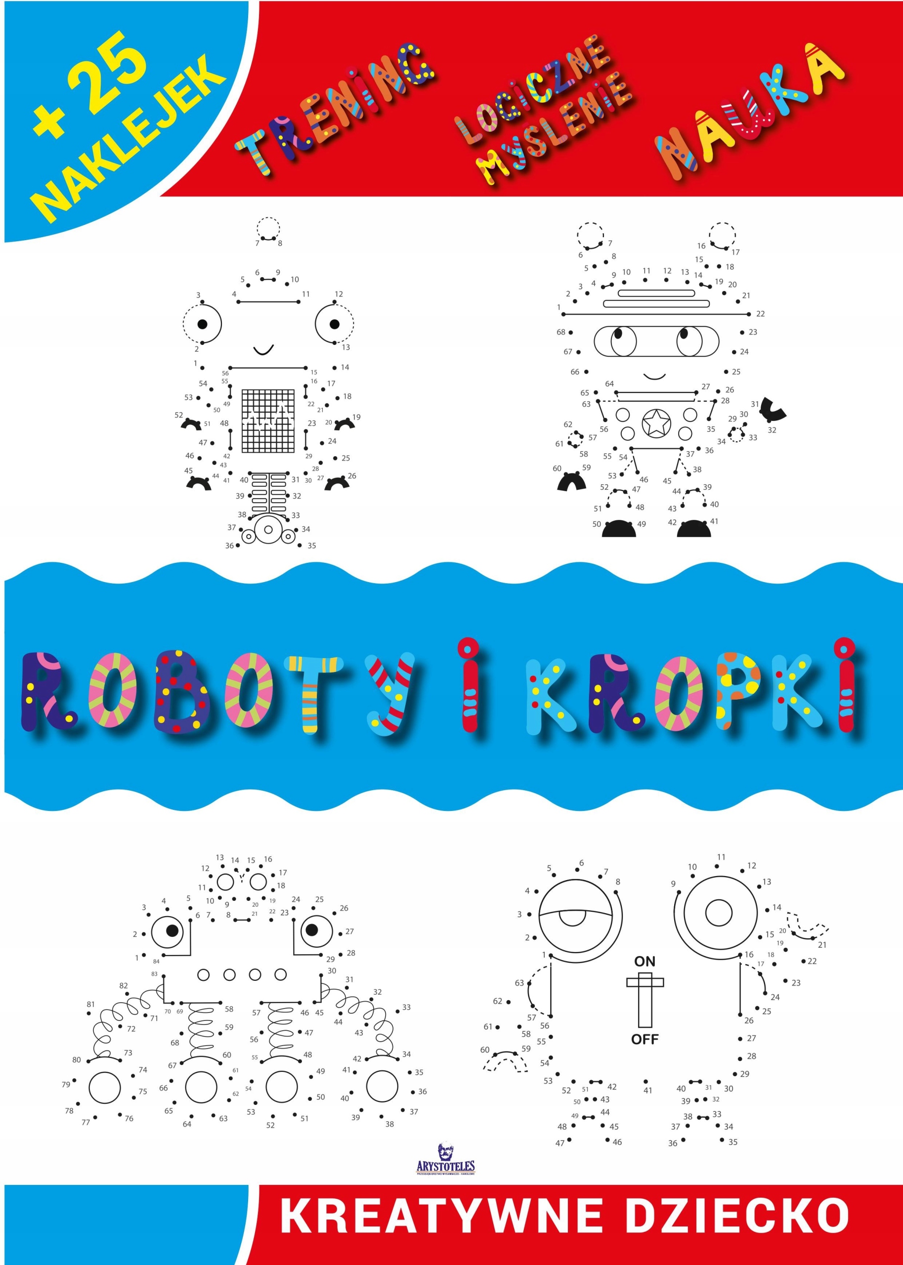 Zestaw POŁĄCZ KROPKI ZWIERZĘTA, ROBOTY + Kartonowe Nośnik książka papierowa