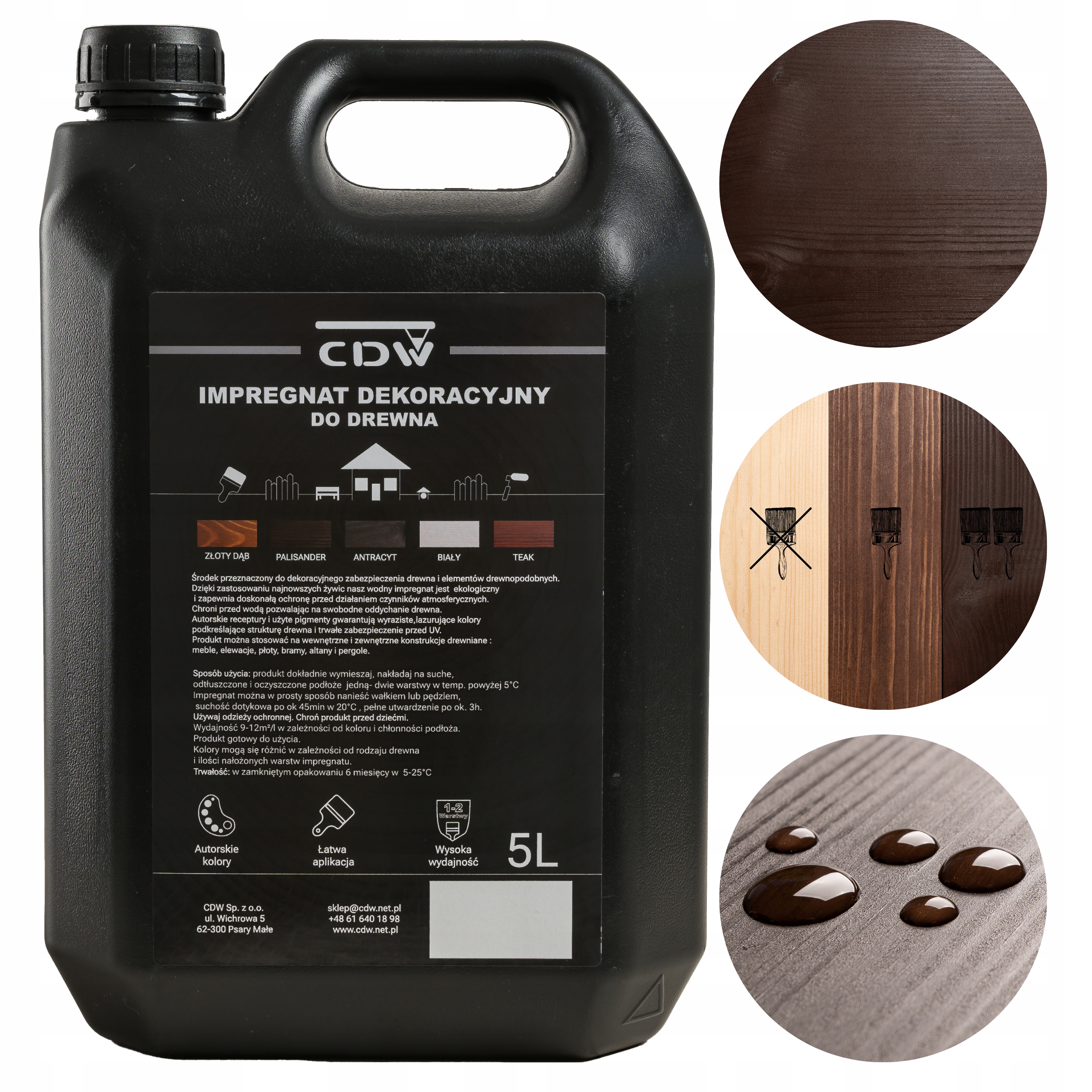 IMPREGNAT DO DREWNA PALISANDER 5L WODOODPORNY OCHRONNY INTENSYWNE 5 KOLORÓW Kod producenta IMPREGNAT DO DREWNA PALISANDER 5L CDW