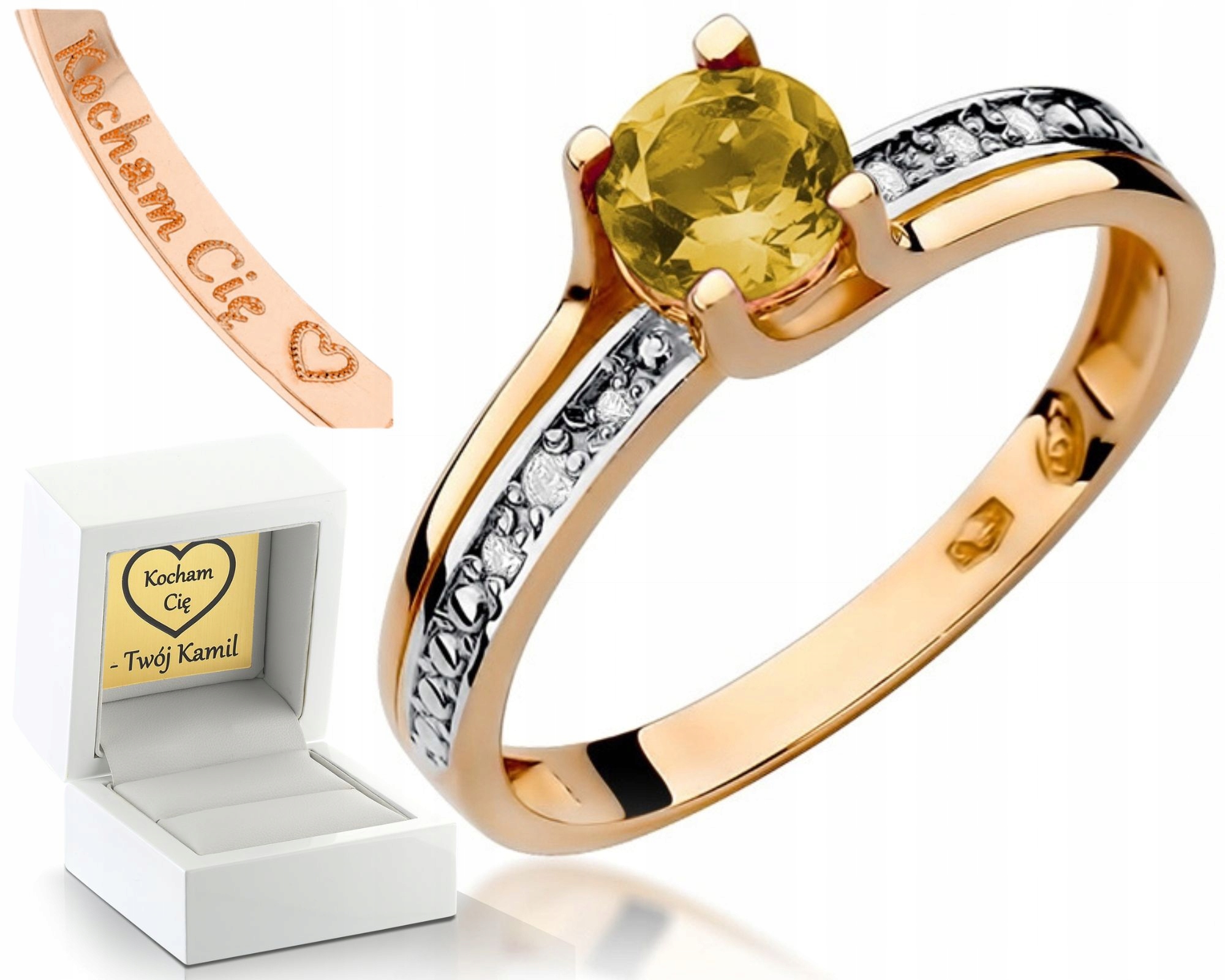 Prstýnek S Citronem Růžové Zlato Gravírování Bonus