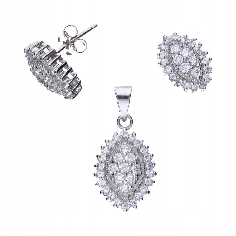 Komplet markýzy s náušnice a přívěskem stříbro 925 zirkony jako dárek