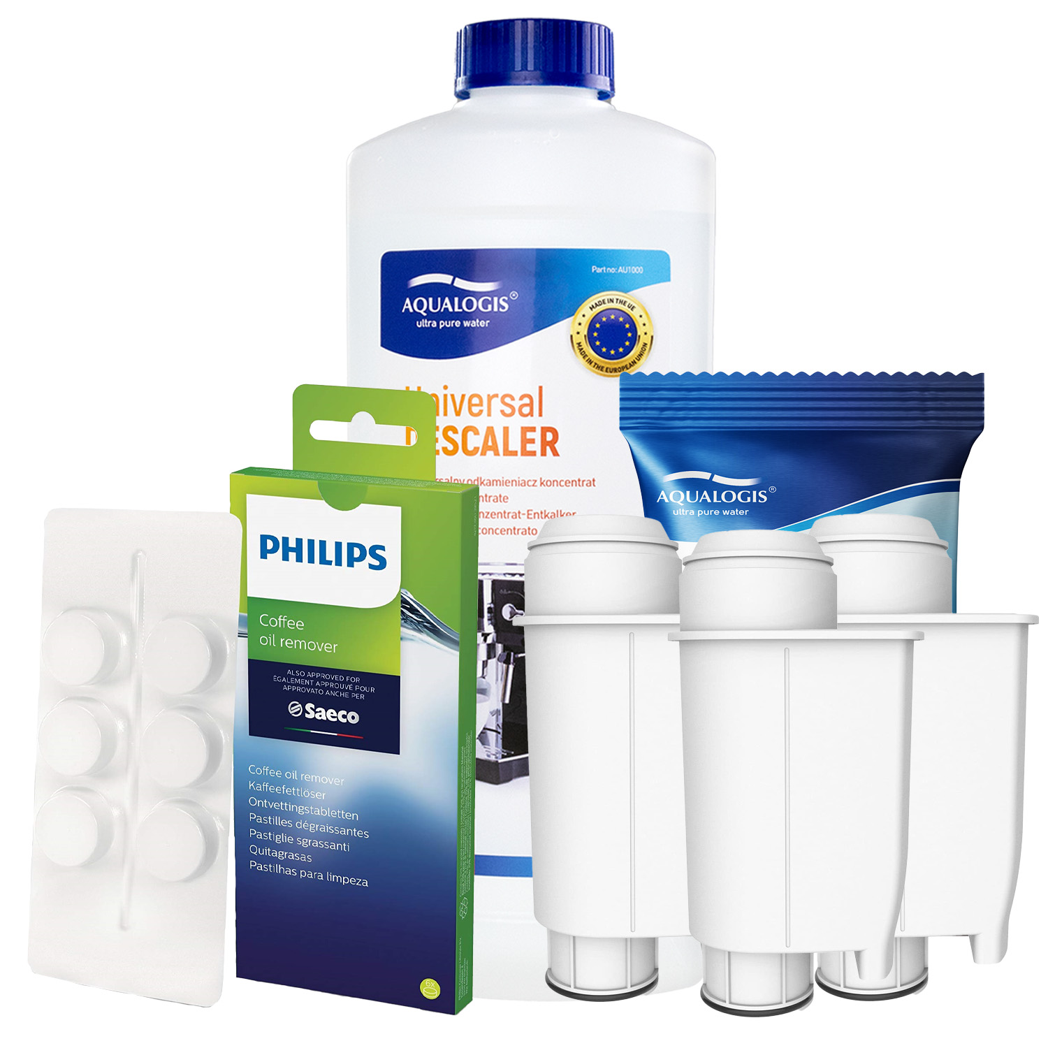 3x Filtr AL-Inte+ pro kávovar Philips+Univerzální odvápňovač 1 l tablety