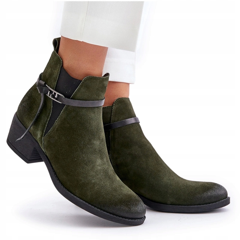 Dámské Kotníkové Boty Na Zipovém Podpatku Zazoo 60478 Tmavě Zelené 39