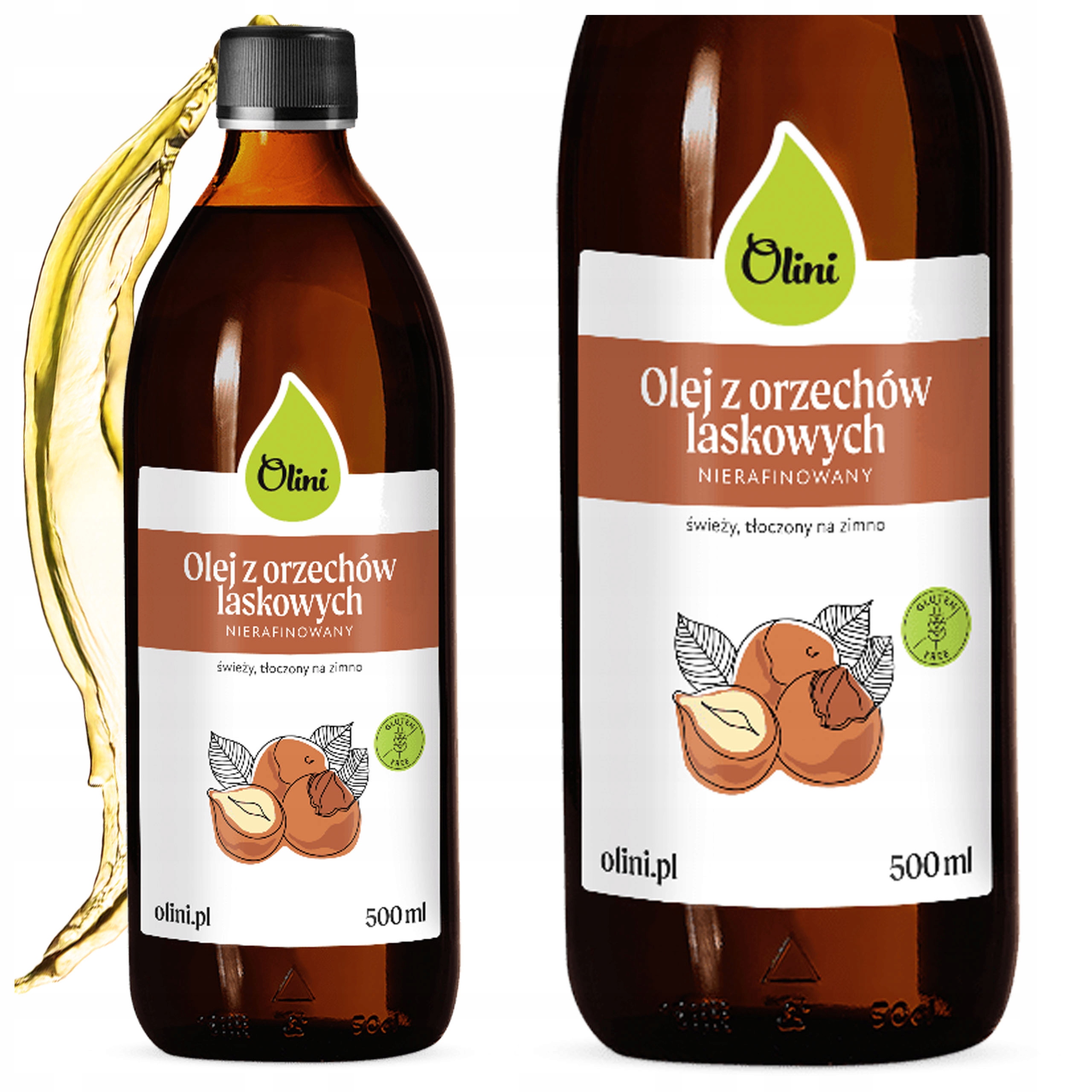 Olej z lískových ořechů 500 ml Olini, čerstvý