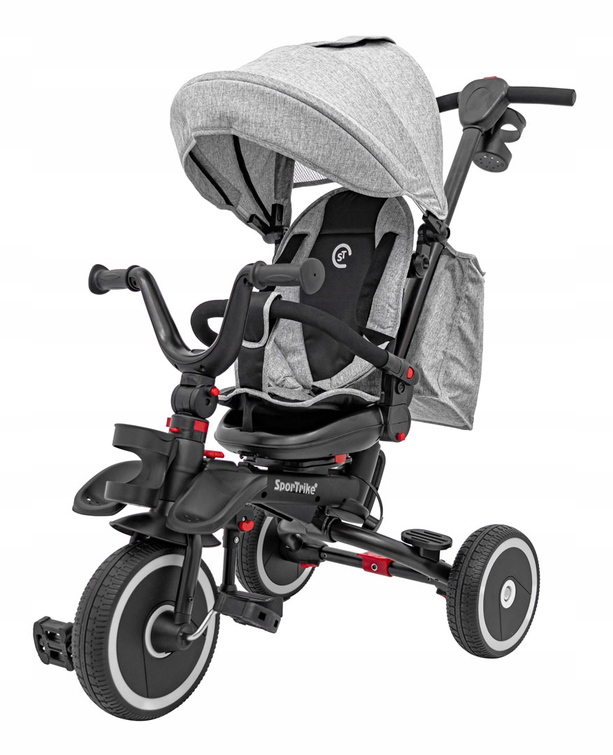 Rowerek Trójkołowy Rider Sportrike do 25kg Regulowane Pasy Składany Daszek