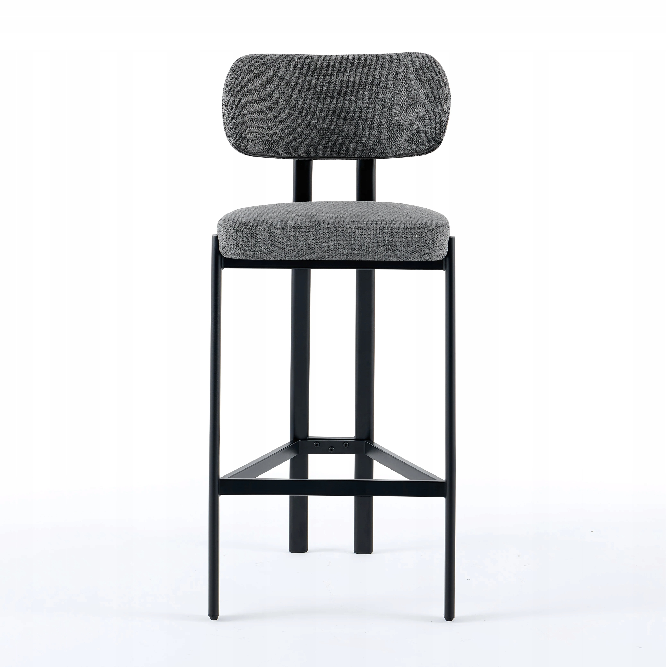 Hoker Barowy Tapicerowany Szary Nogi Stalowe Malowane Proszkowo Loftowy