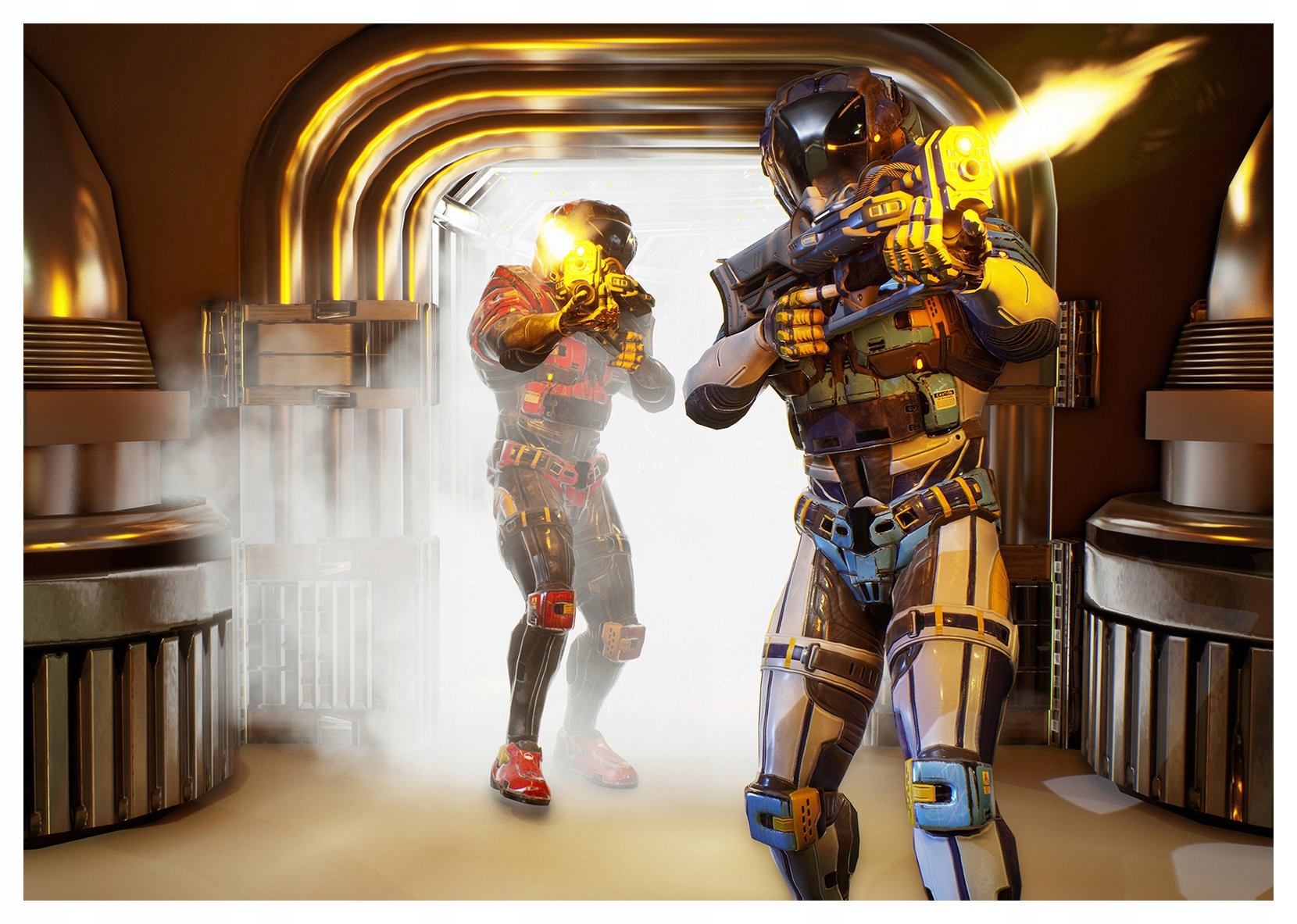 Fototapeta Kyberbojovníci v kovovém koridoru 254x184, vinylová lepidlo