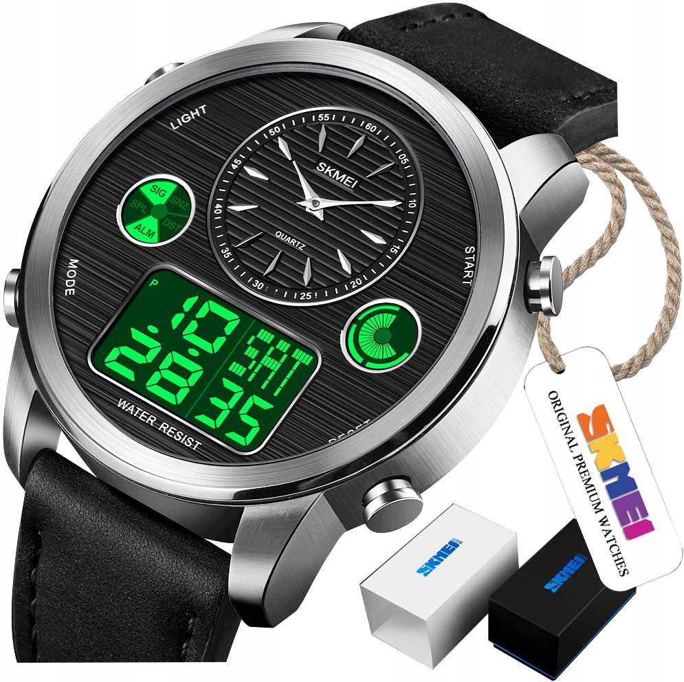 Exkluzivní Pánské Hodinky Skmei s Koženým Řemínkem, Kov, Světový Čas, Led