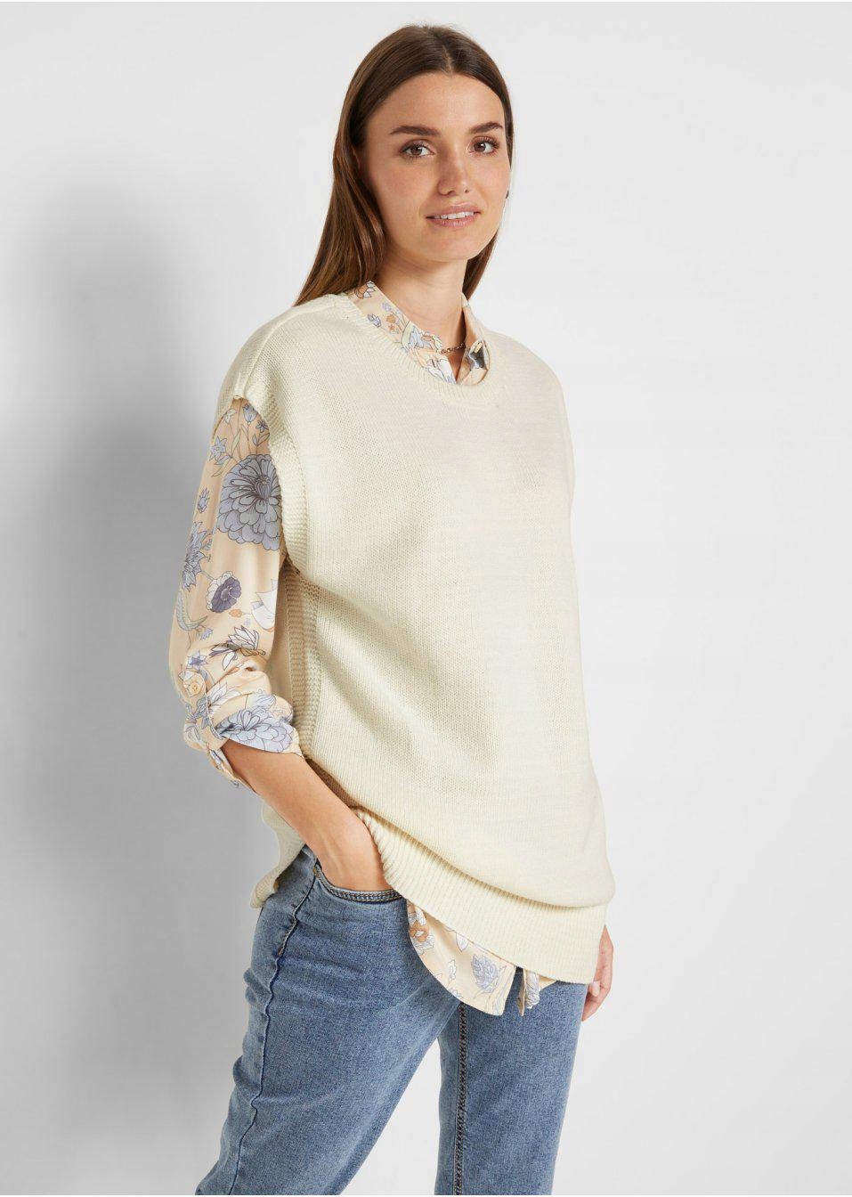 B0A718 BONPRIX KAMIZELKA Z DŁUŻSZYM TYŁEM__36 Płeć kobieta