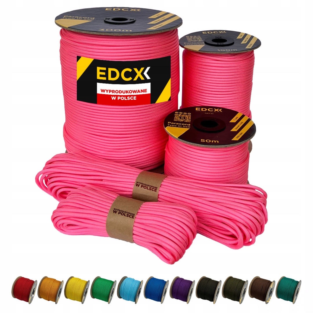 Linka Edcx 4mm Paracord 550 (Pastel Pink, 50 m) Wyprodukowane w Polsce