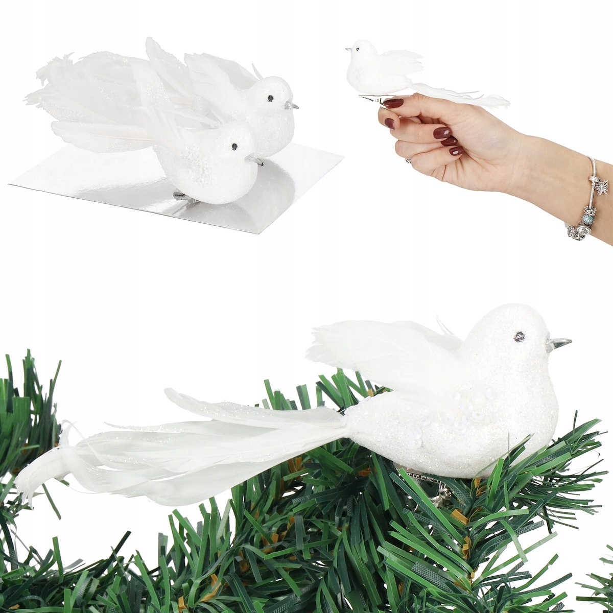 

Ptaszki Brokatowe Na Choinkę Stroik Ptaki Zestaw