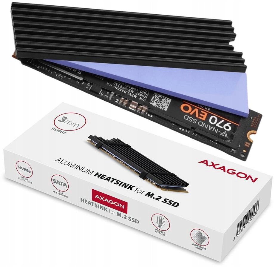 Radiator do dysków Axagon CLR-M2L3 M.2 Ssd 3mm