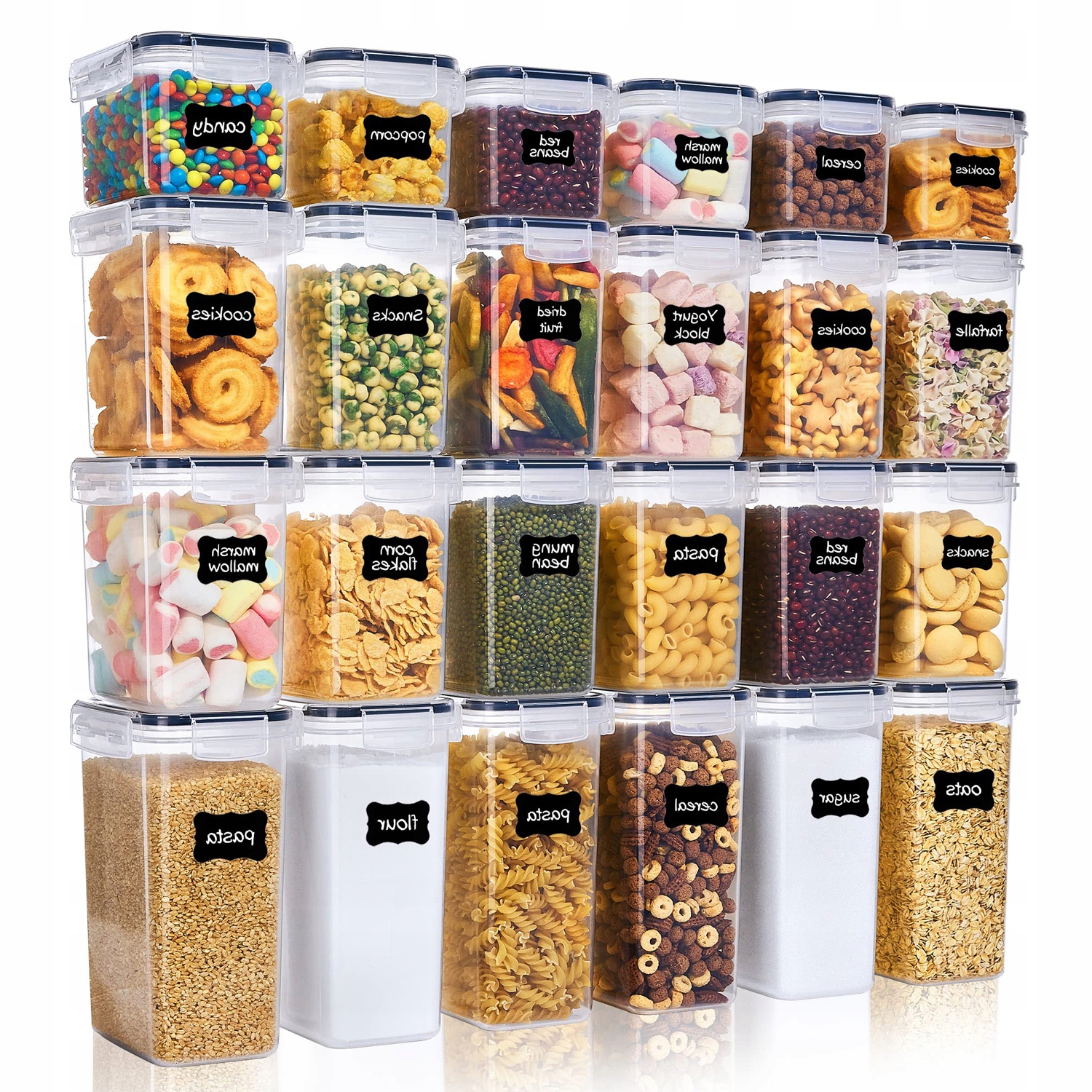 Sada Hermetických Nádob Na Skladování Potravin, 24 Ks 24 Samolepky