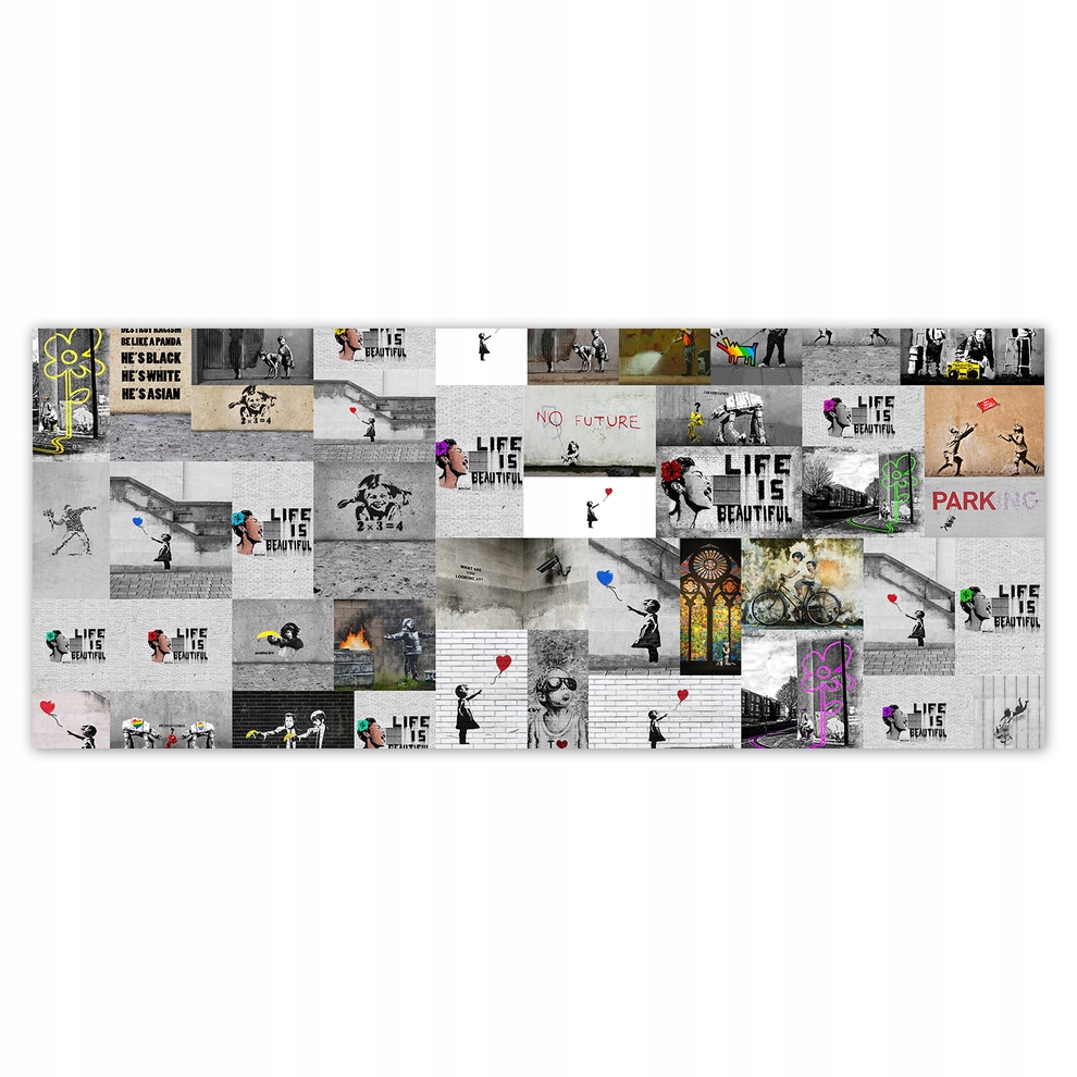 

Fototapety flizelina 250x104 Mega Mix Banksy Kolaż