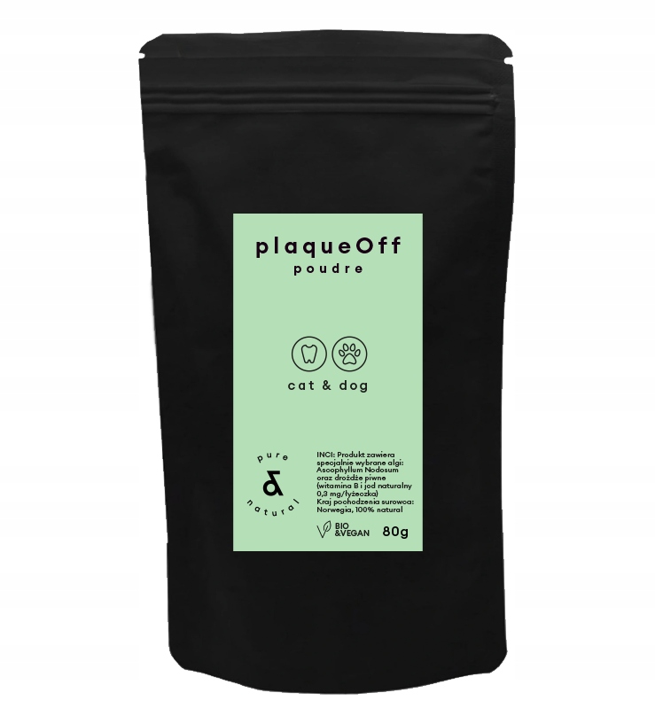 PlaqueOff 80 g – doplněk z řas na zubní kámen pro psa a kočku Plaque
