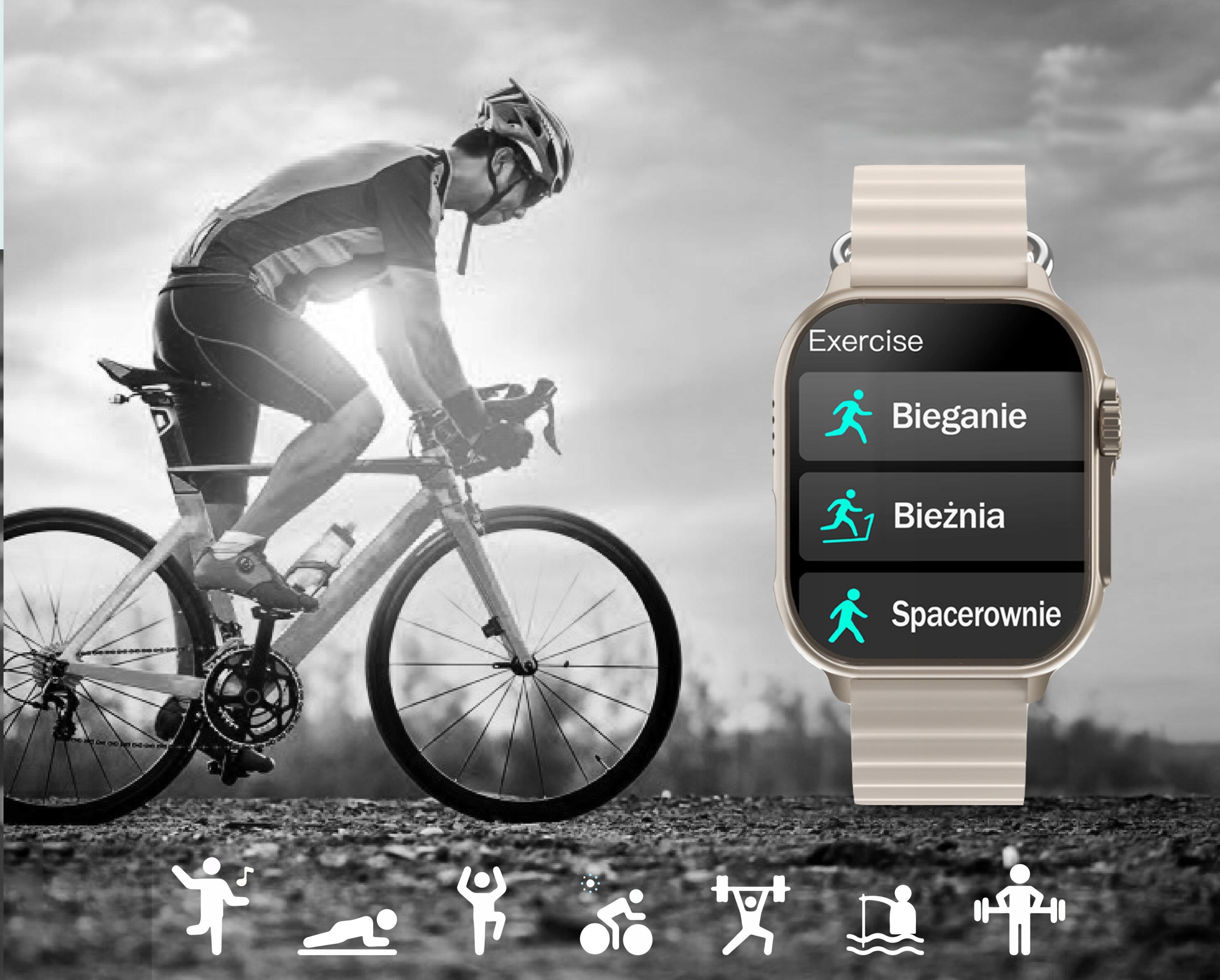 Zegarek SMARTWATCH Rubicon INDUKCJA DUŻY WYŚWIETLACZ 2.12 CALA MENU PL SMS Transmisja danych brak