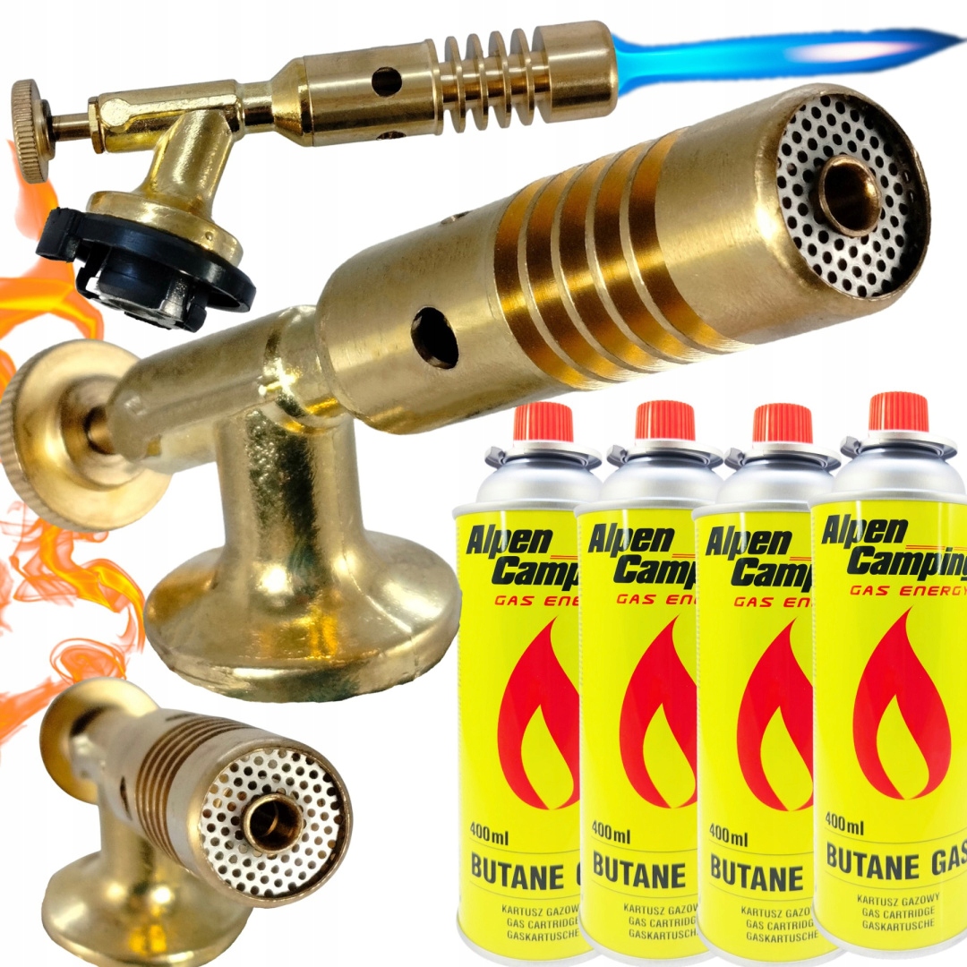PALNIK GAZOWY RICAS MOSIĘŻNY SPAWALNICZY LUTOWNICA + 4x GAZ ALPEN CAMPING