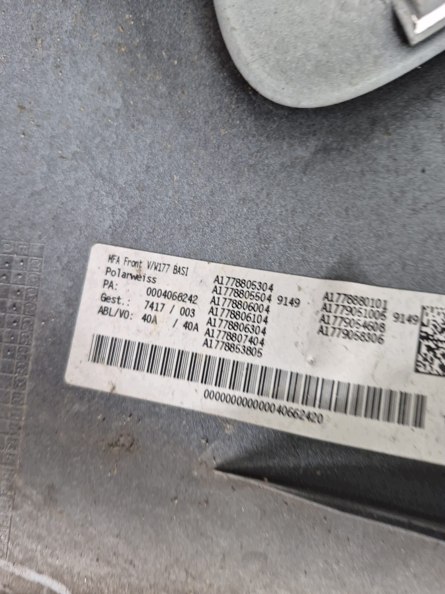 MERCEDES A KLASA W177 LIFT 22- bumper front front PDC A1778851905