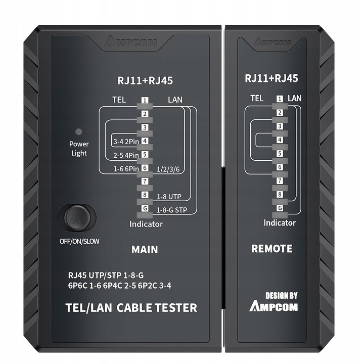AMPCOM tester kabli sieciowych, RJ45 Networking Lan