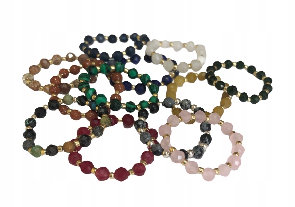 PIERŚCIONEK NA GUMCE KORALIKI JASPIS SZARY Cechy regulowany rozmiar