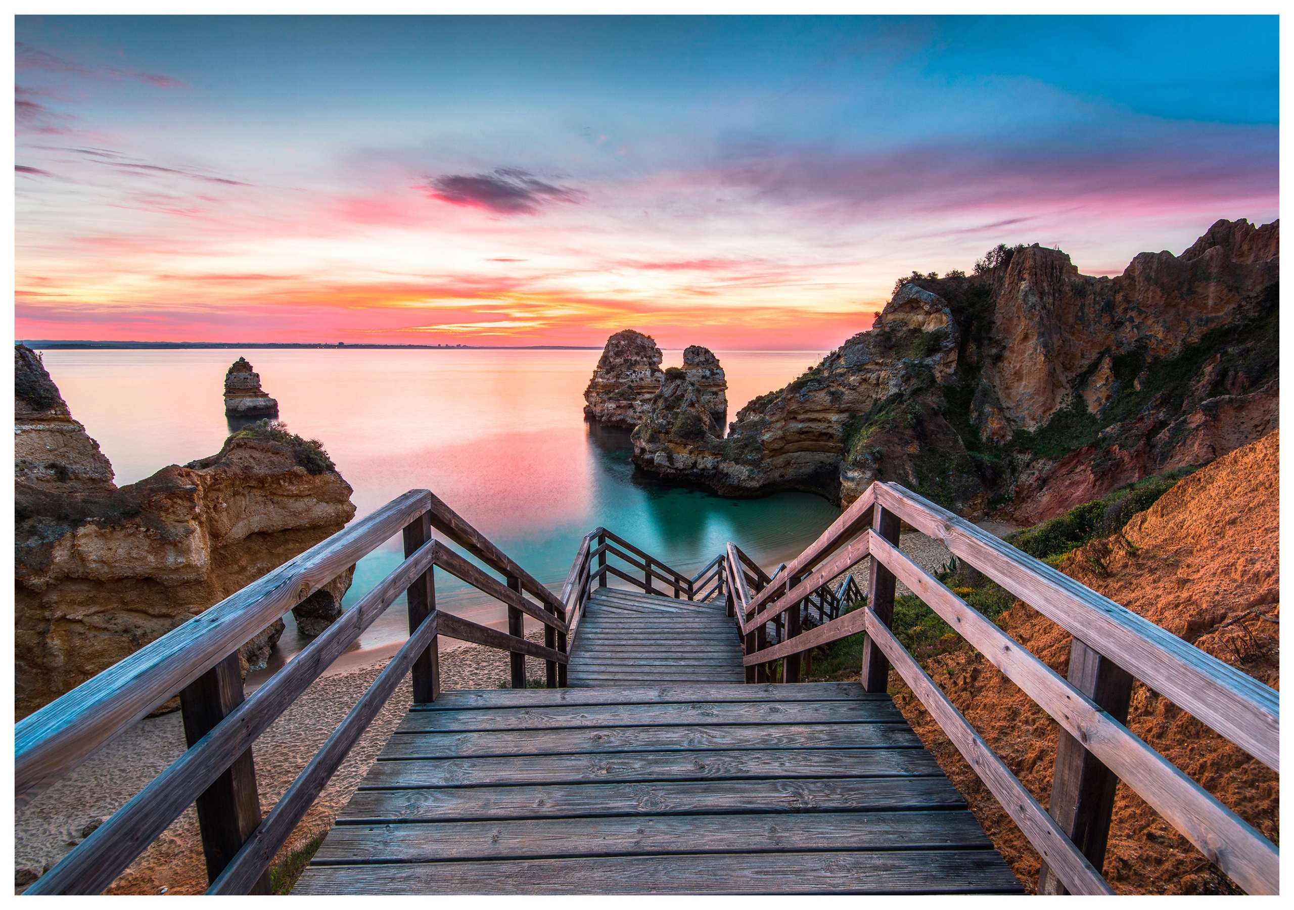 Fototapeta Západ slnka schody na pláži more príroda 368x254 lepidlo