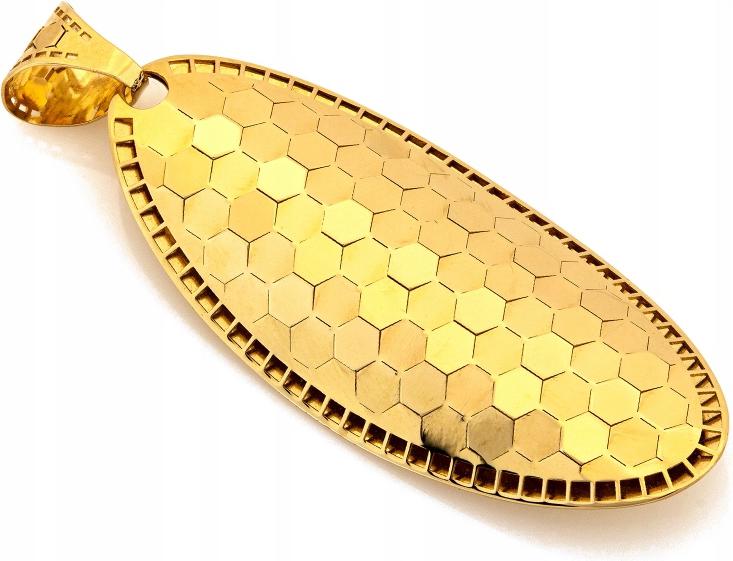 Zlatý přívěsek 585, velký, dlouhý, oválný, lesklý, originální jako dárek 2.72