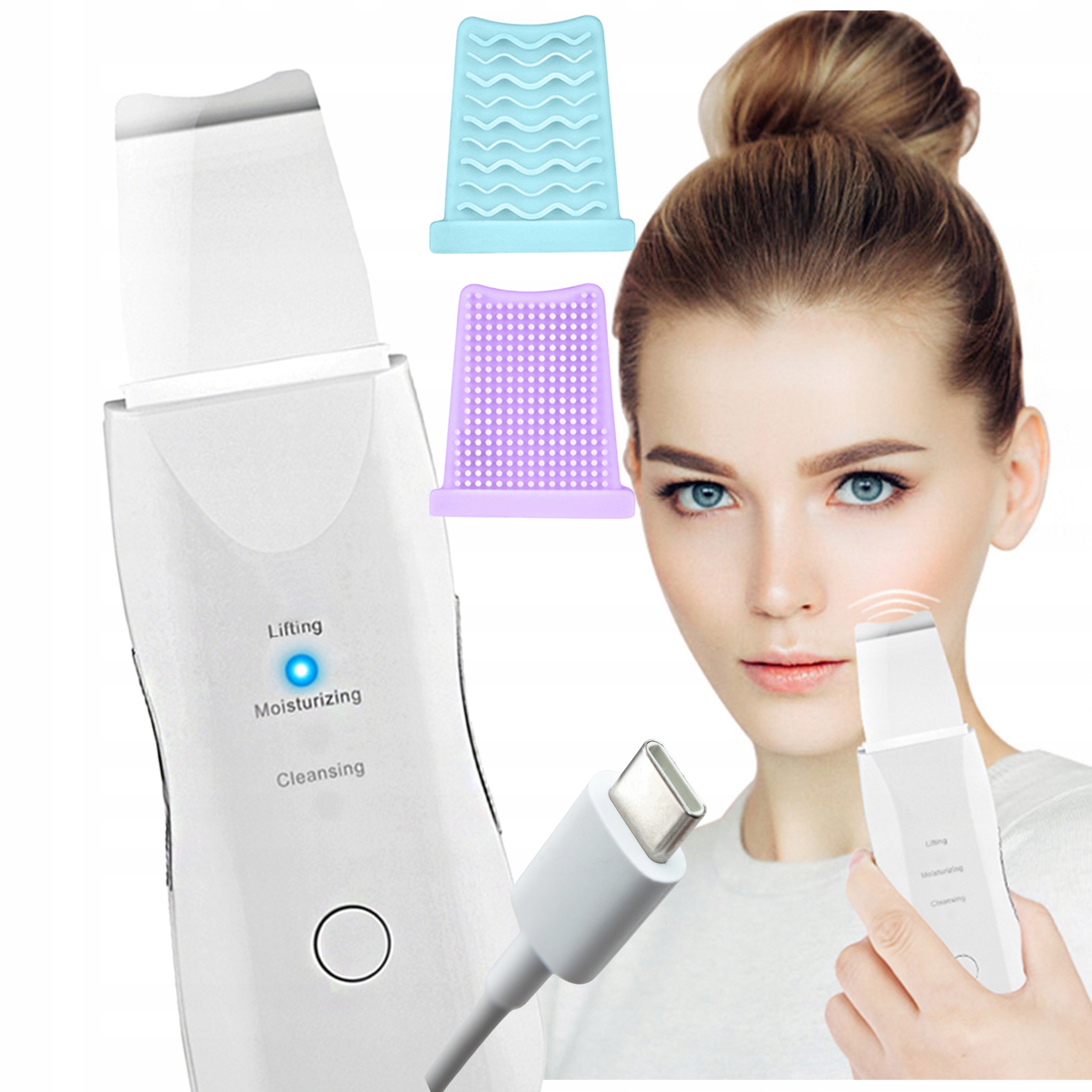 PEELING KAWITACYJNY OCZYSZCZENIE TWARZY ULTRADŹWIĘKOWY BEZPRZEWODOWY
