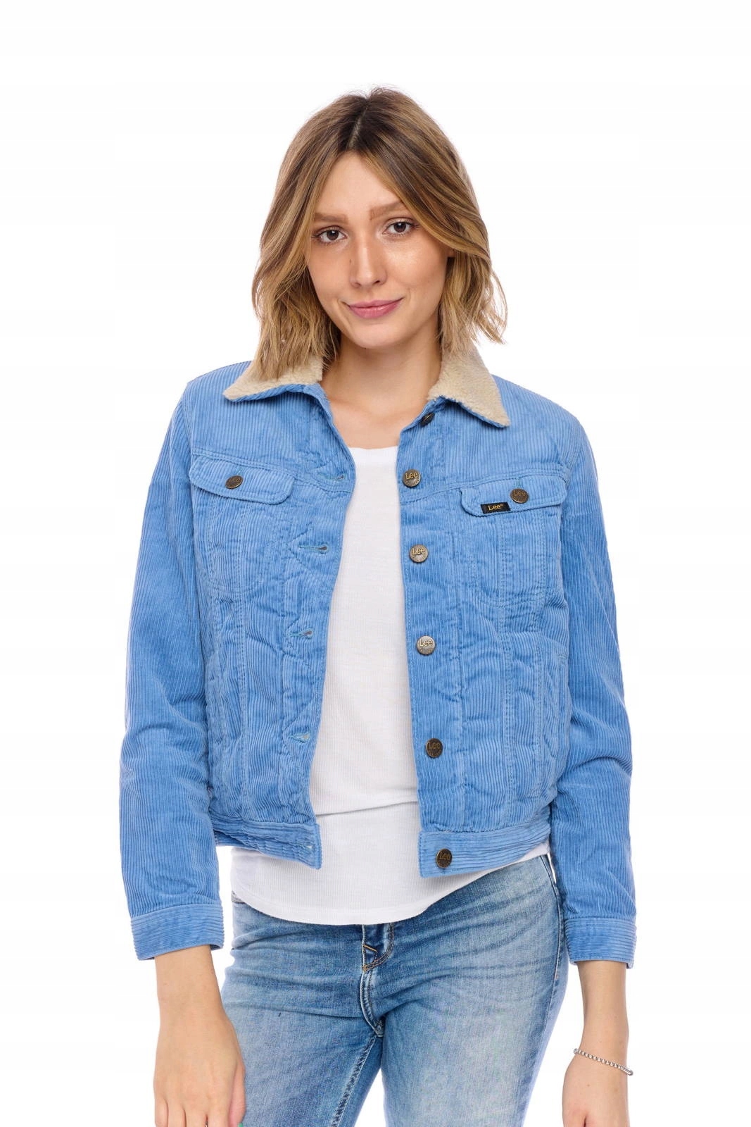 Dámská bunda Lee Corduroy Sherpa Rider Jacket Frost Blue L54VDC98 Xs