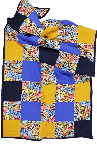 Přehoz na postel patchwork graffiti 110/220 cm 100% bavlna