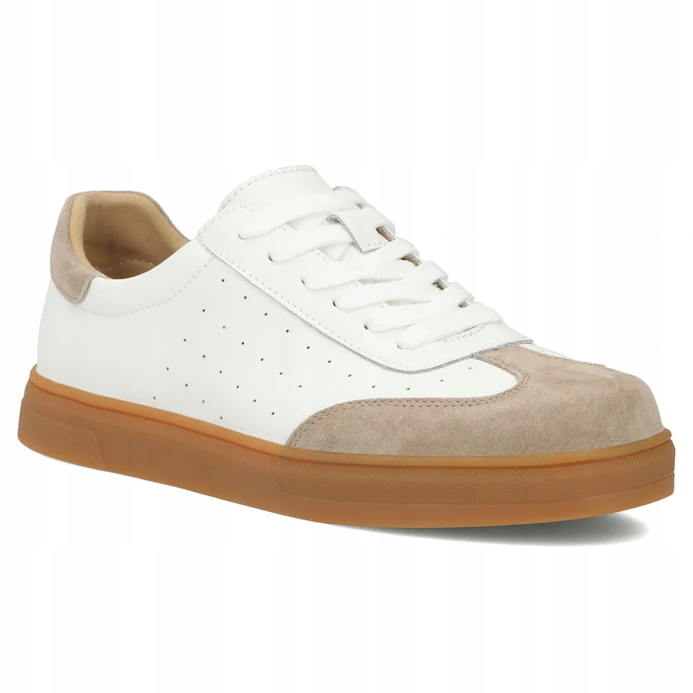 Buty damskie skórzane sneakersy Filippo lekkie białe wiązane r.38