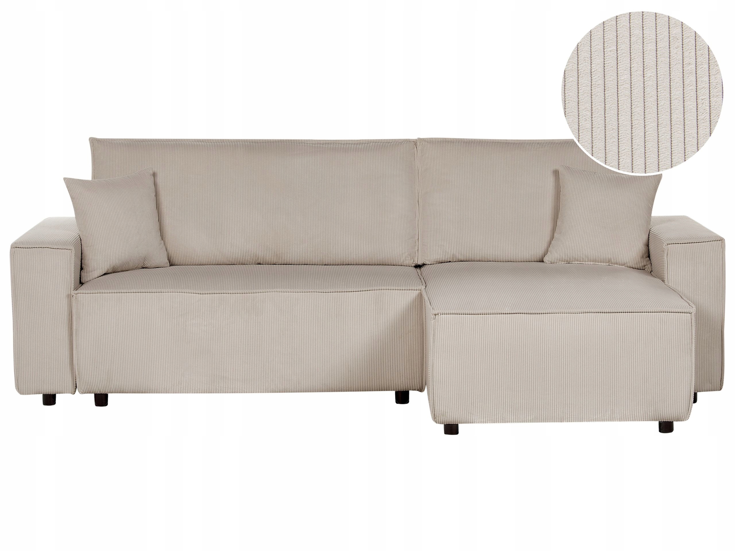 Sofa narożna lewostronna rozkładana beżowa