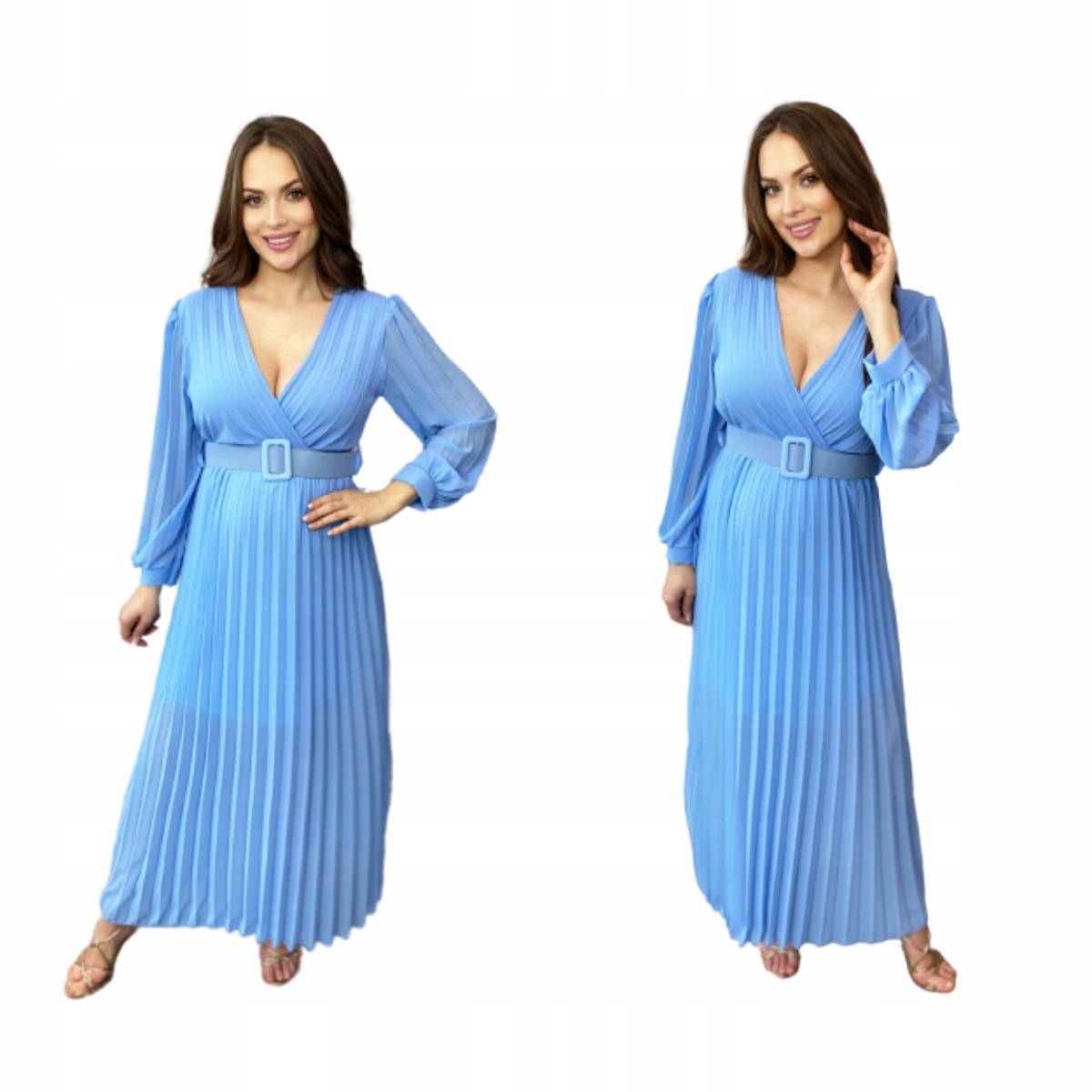 Šaty S Páskem Asma Světle Modrá