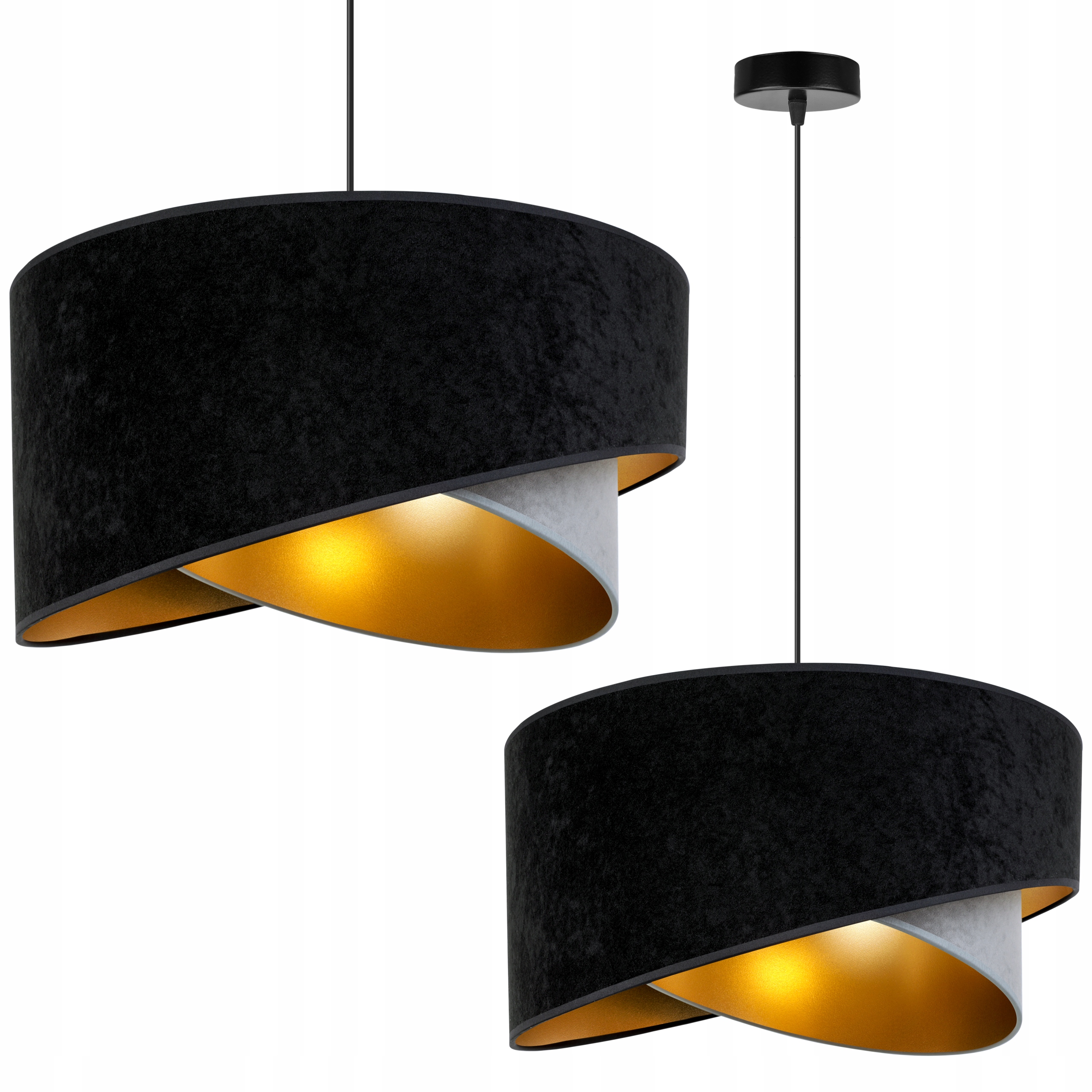 

Lampa Wisząca Żyrandol Sufitowa Złoty Abażur Welur