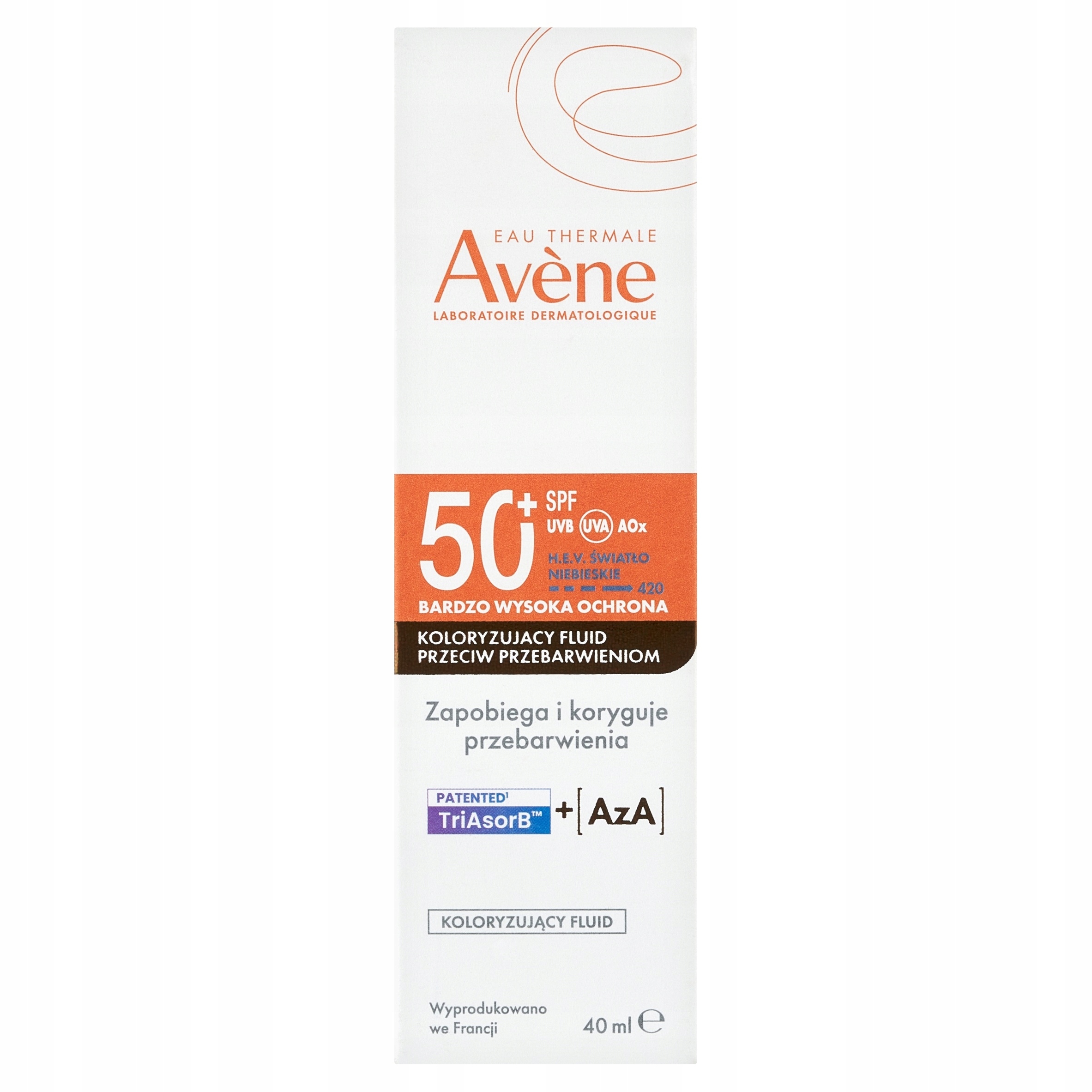 Avene Eau Thermale Fluid koloryzujący przeciw przebarwieniom Spf 50 40 ml