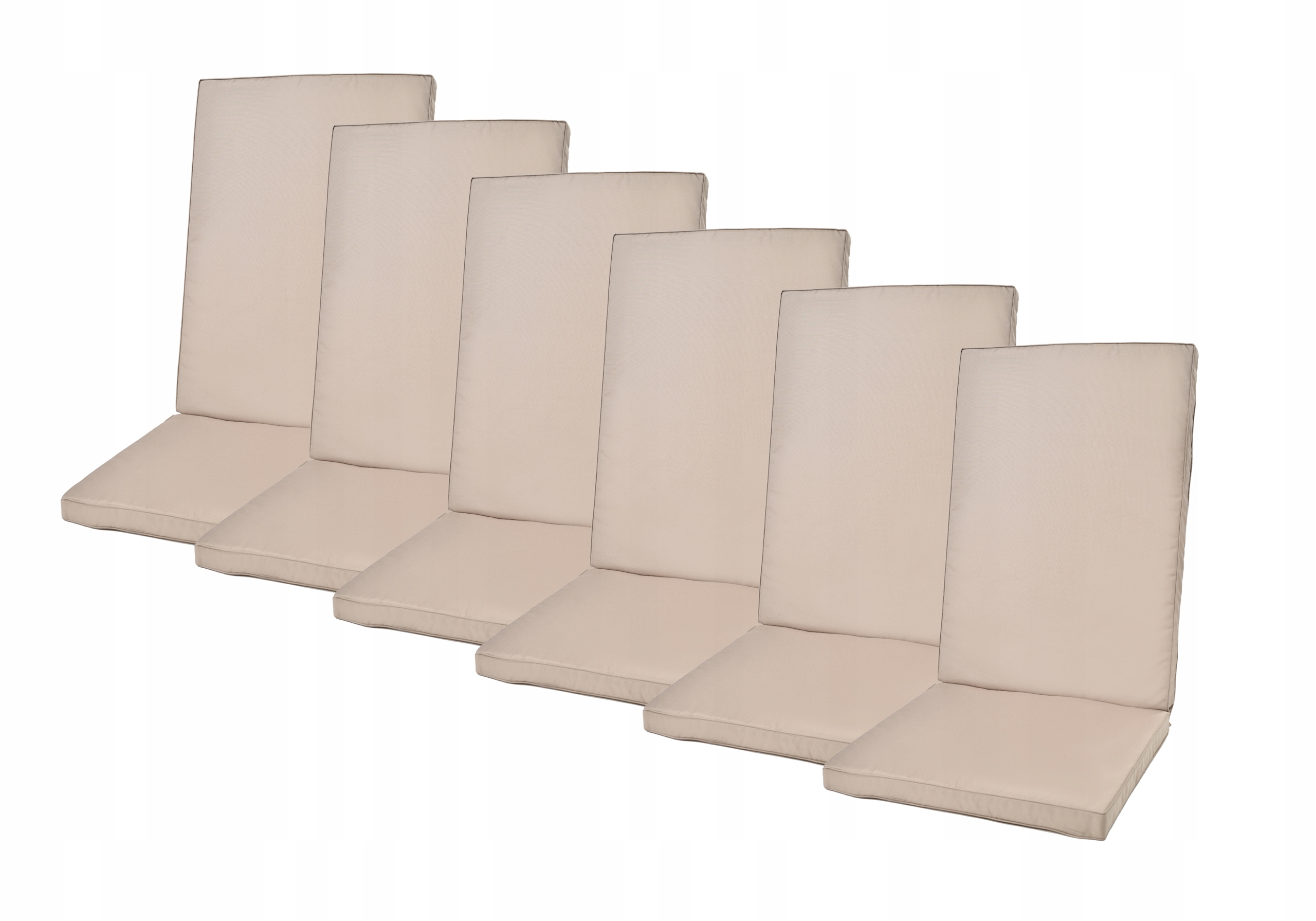 Sada 6 béžových polštářů pro zahradní židle – voděodolné polštáře béžové barvy