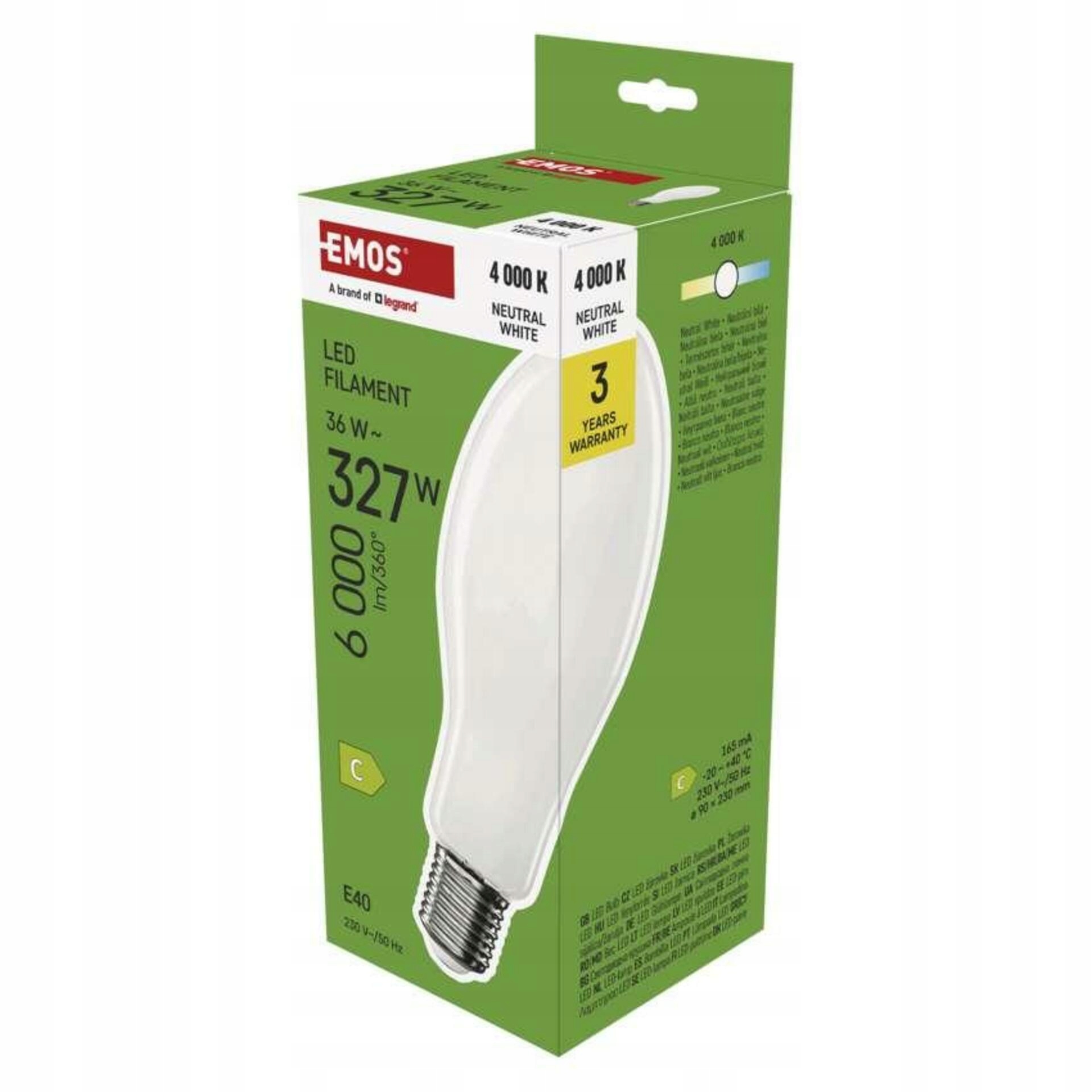Emos Led žárovka Filament ED90 E40 36 W (327 W) 6 000 lm neutrální