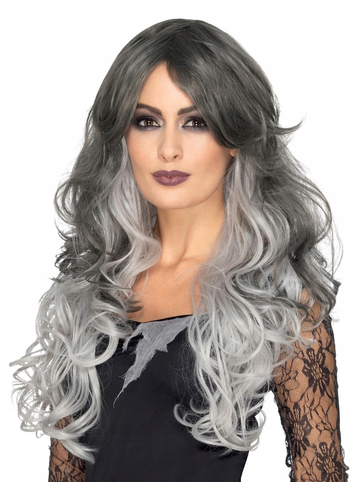 Smiffys Gotická paruka Deluxe Šedá Tepelně odolná Halloween Karneval