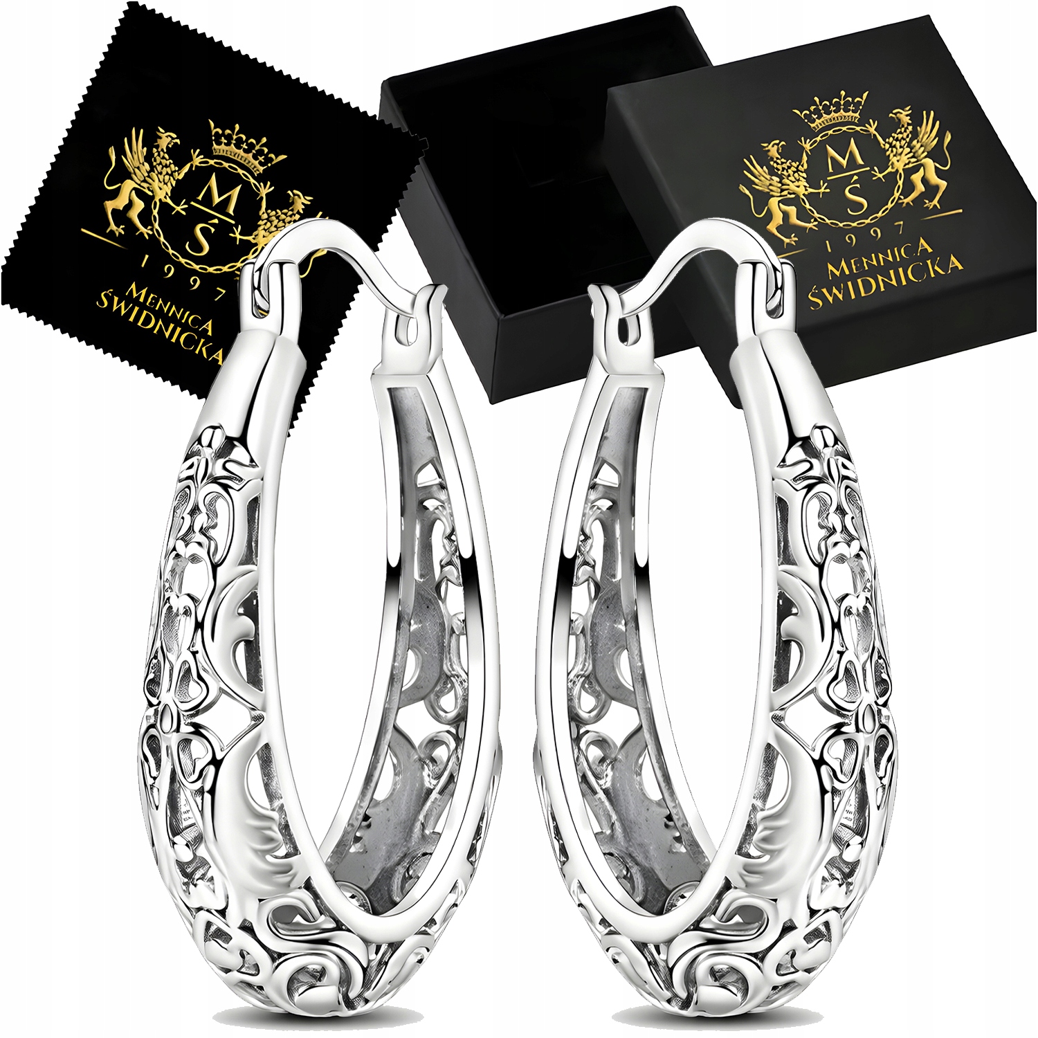 Kolczyki Srebrne 925 Ażurowe Koła Damskie Angielskie