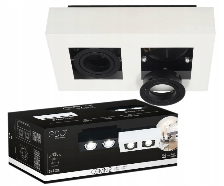 Edo Lampa sufitowa Plafon Led Osmin Rim 2x GU10 kwadrat natynkowy biały