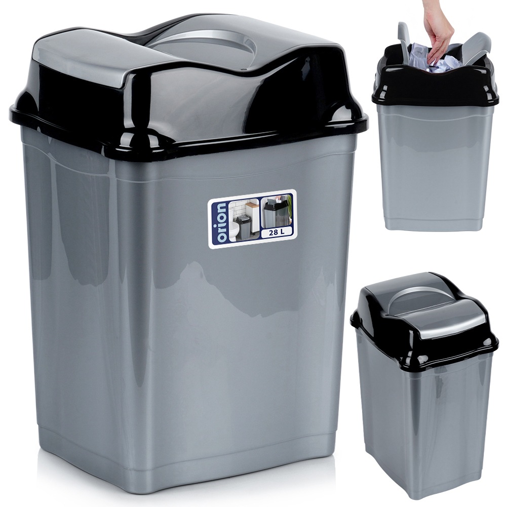 Levně Šedý plastový odpadkový koš 28 l