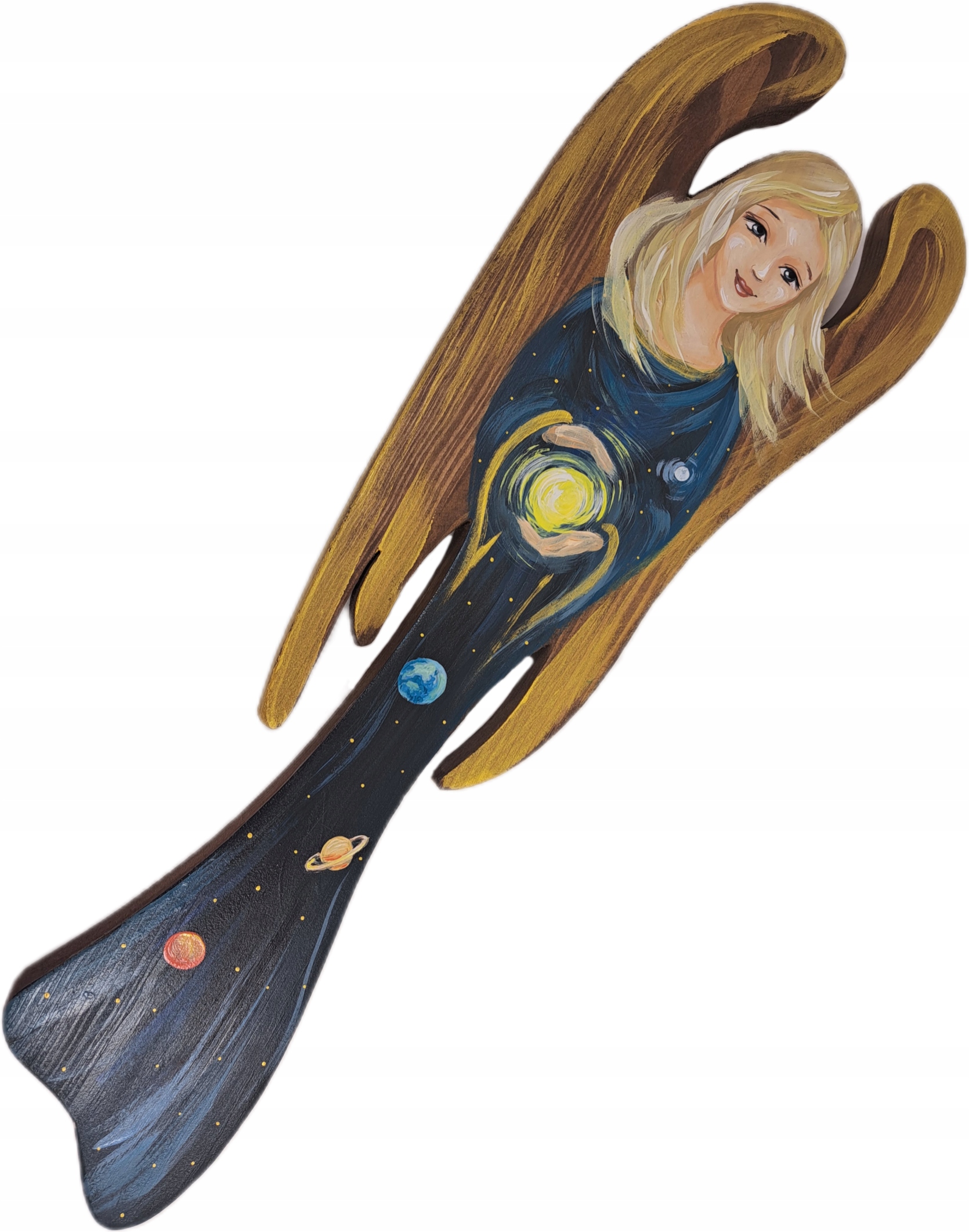 OBRAZ Drewniany Duży Anioł Hand Made Malowany