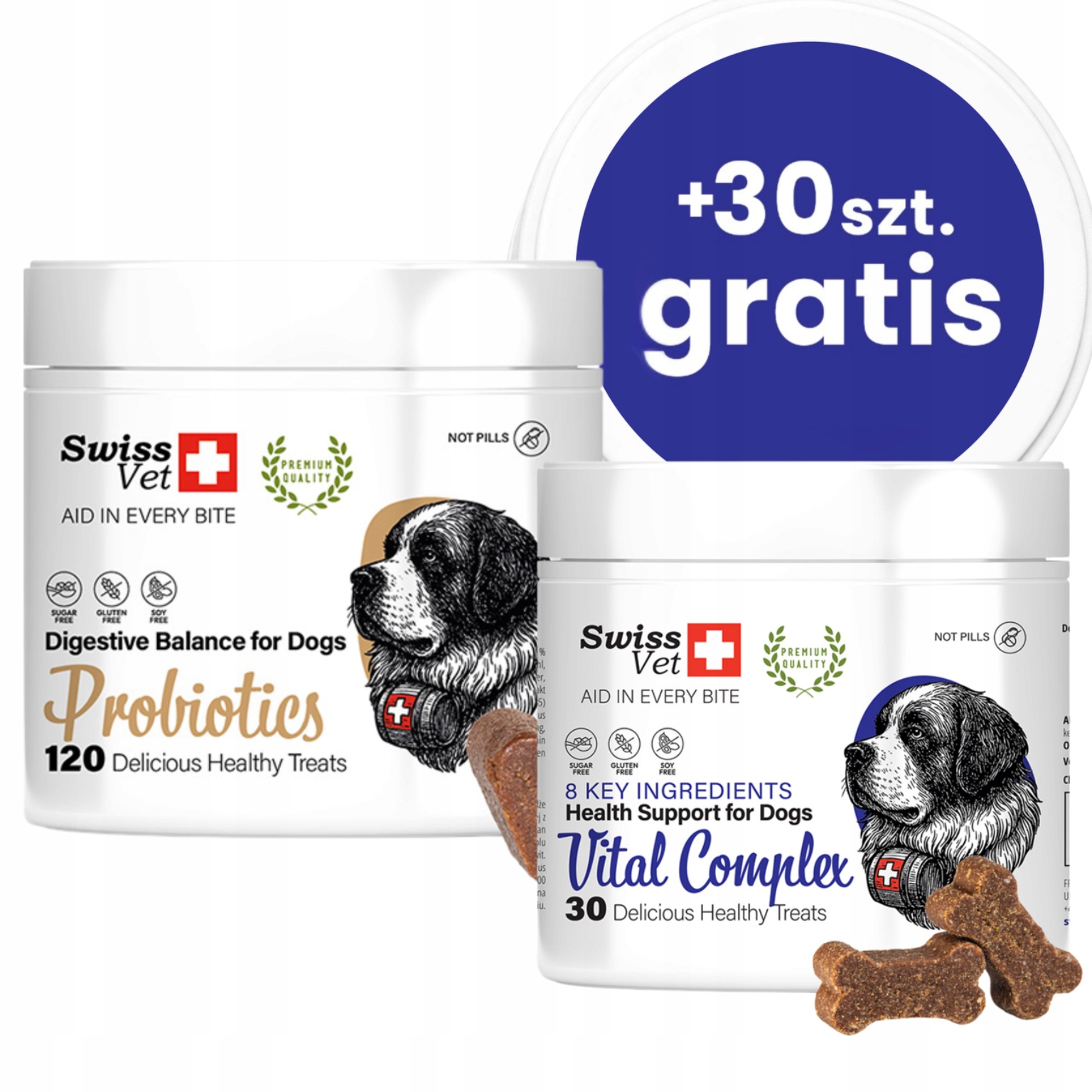 Swiss Vet Probiotikum pro psa 120 ks 30 ks Bonus Multivitamín B1, B2, B5, B6