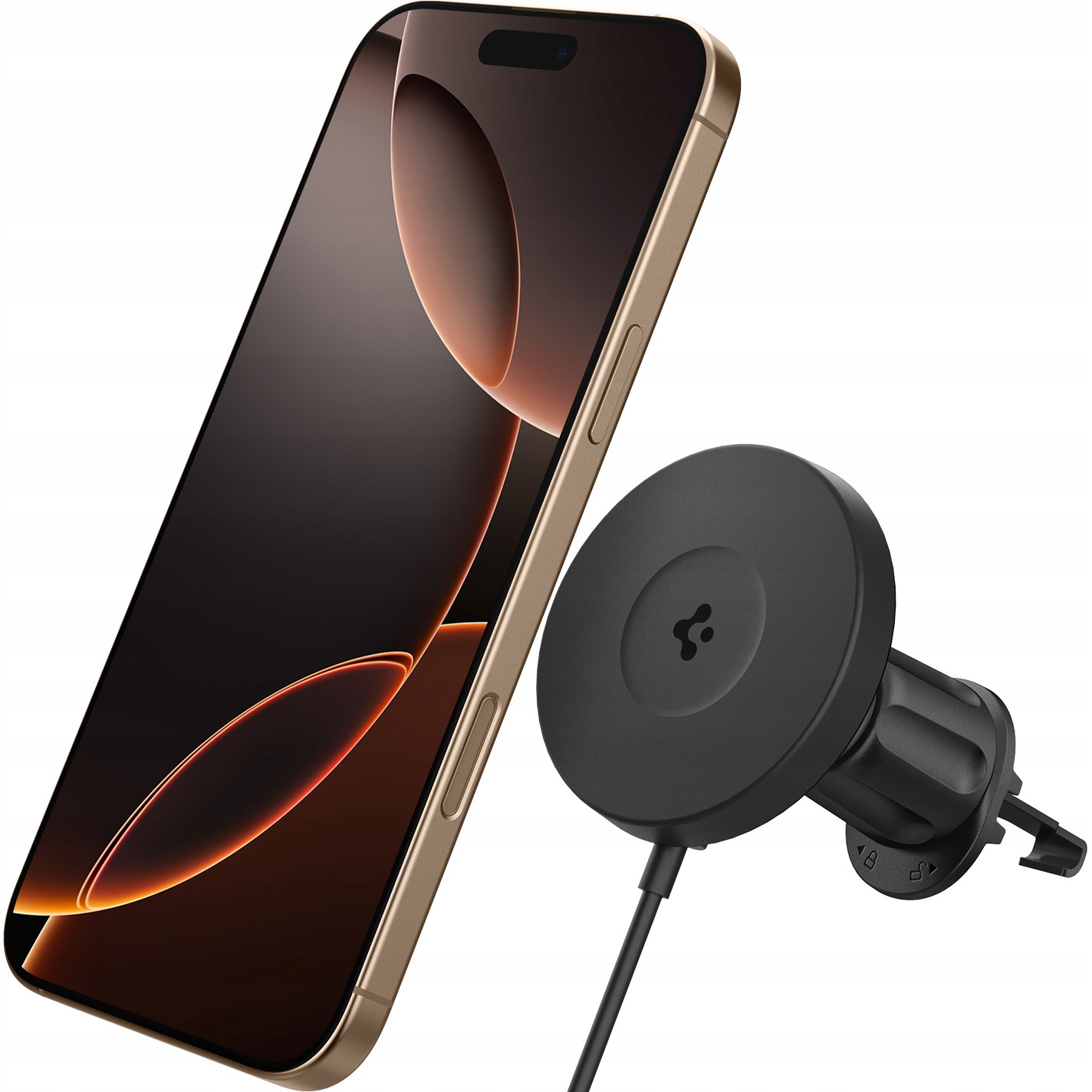 Držák do auta na mřížku ventilace, Spigen ITQ13W pro MagSafe na telefon