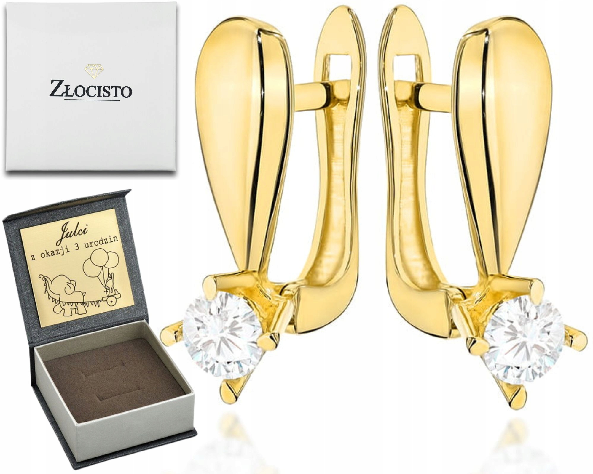 Zlaté Náušnice Klasické Se Zirkonem Ryzost 585 14K Jako Dárek Pro Ženu